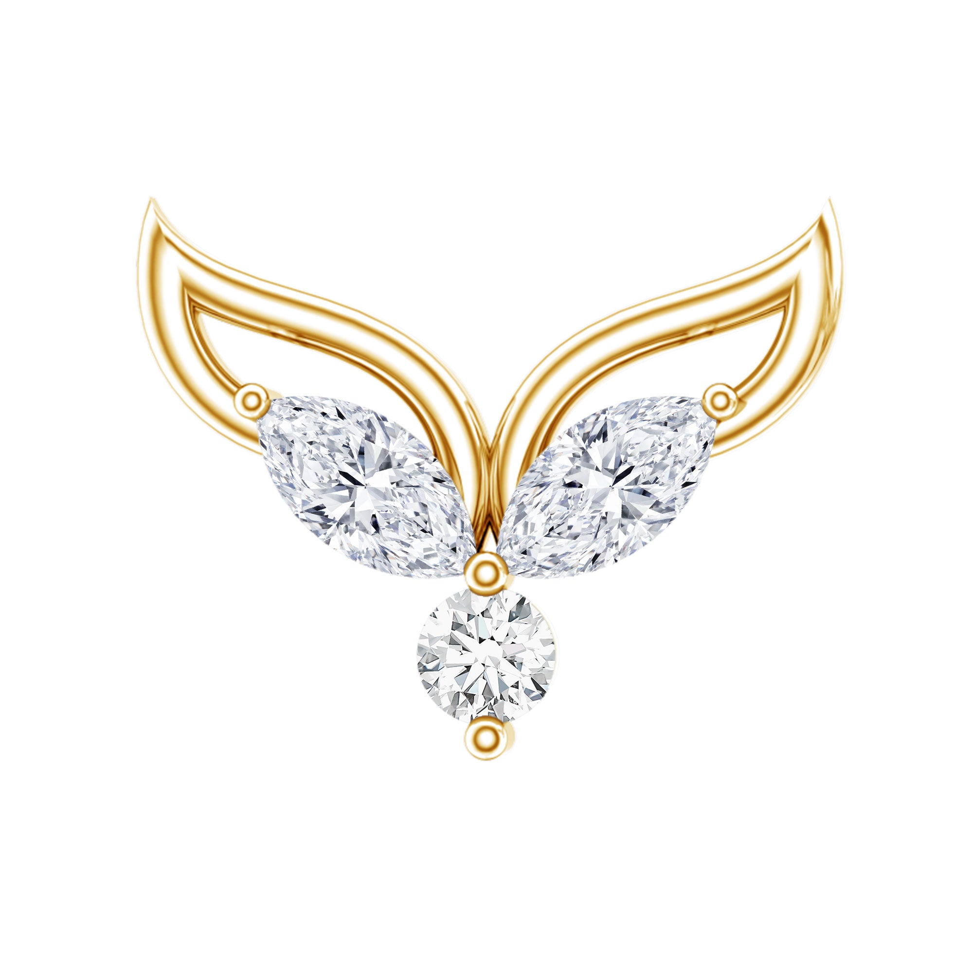 Marquise Diamond Leaf Earring for Cartilage Piercing Natural - ( HI-SI ) - Rosec Jewels