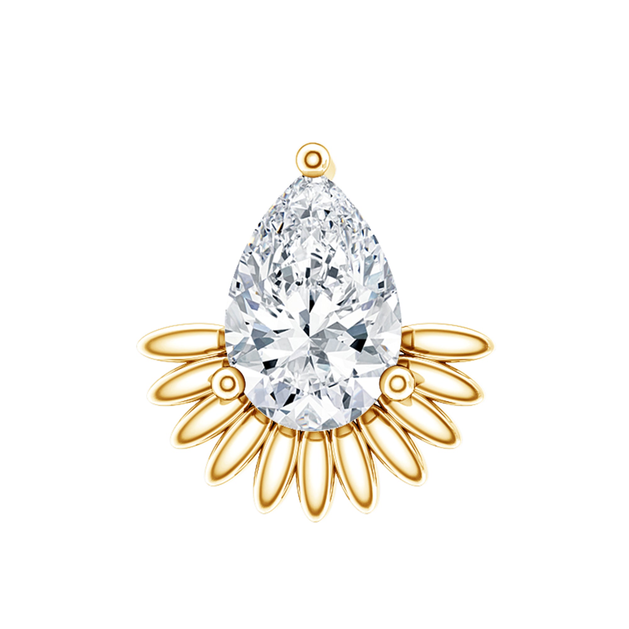 Pear Shape Diamond Solitaire Helix Earring Natural - ( HI-SI ) - Rosec Jewels