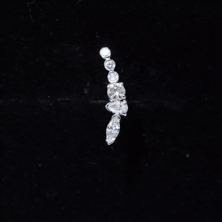 Genuine Diamond Crawler Earring for Cartilage Piercing Natural - ( HI-SI ) - Rosec Jewels