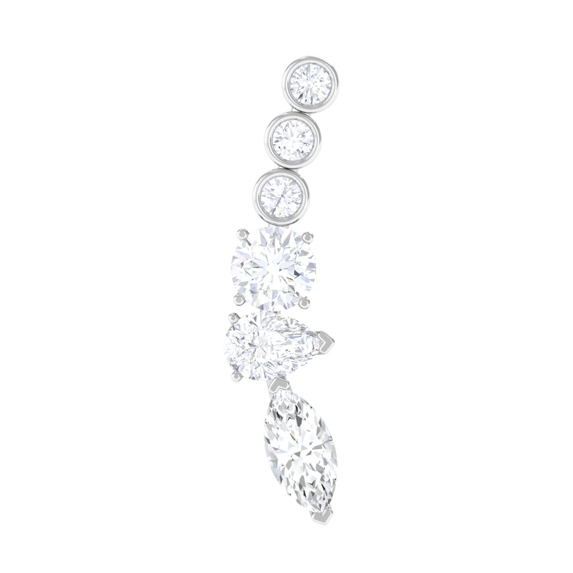 Genuine Diamond Crawler Earring for Cartilage Piercing Natural - ( HI-SI ) - Rosec Jewels