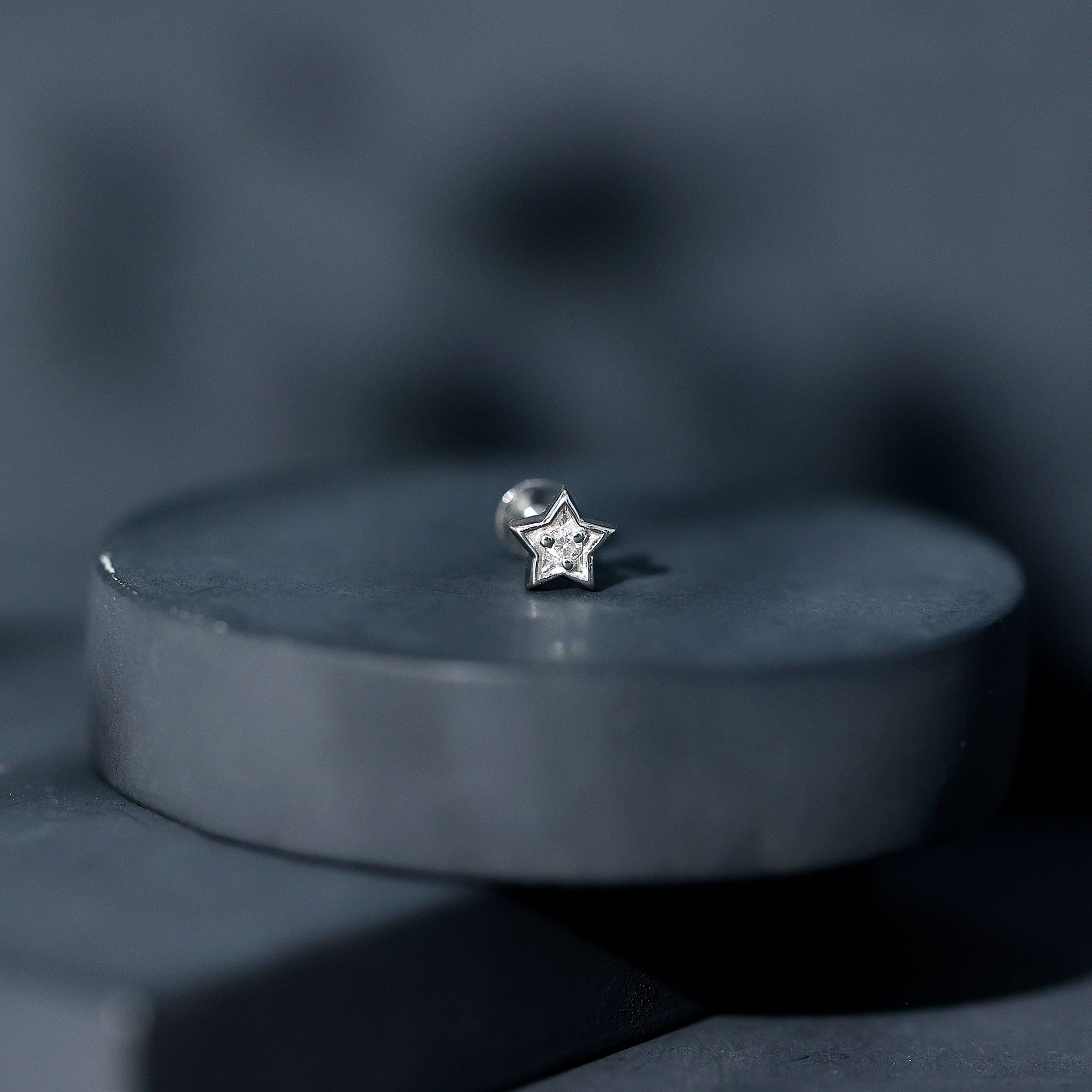 Dainty Diamond Star Earring for Tragus Piercing Natural - ( HI-SI ) - Rosec Jewels