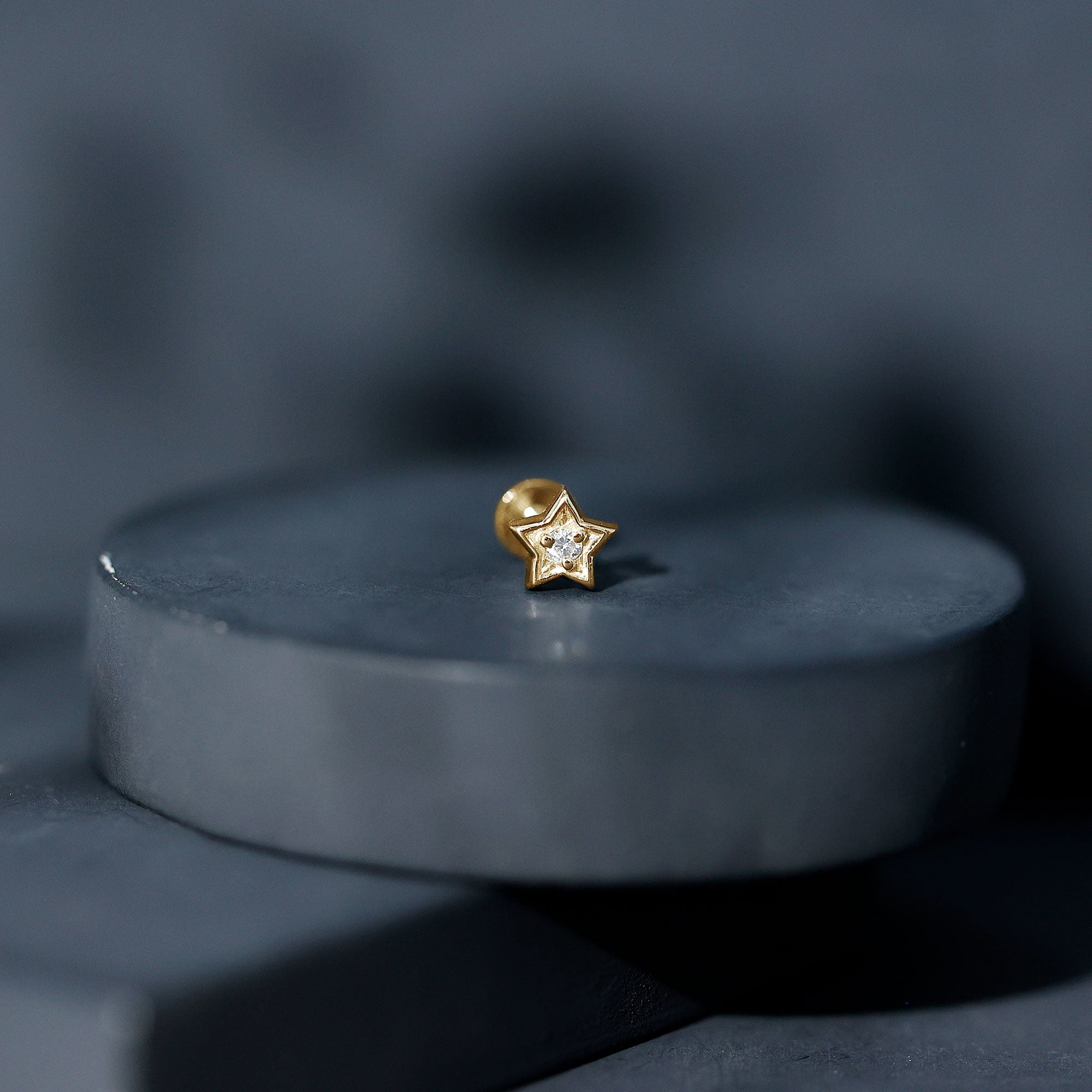 Dainty Diamond Star Earring for Tragus Piercing Natural - ( HI-SI ) - Rosec Jewels