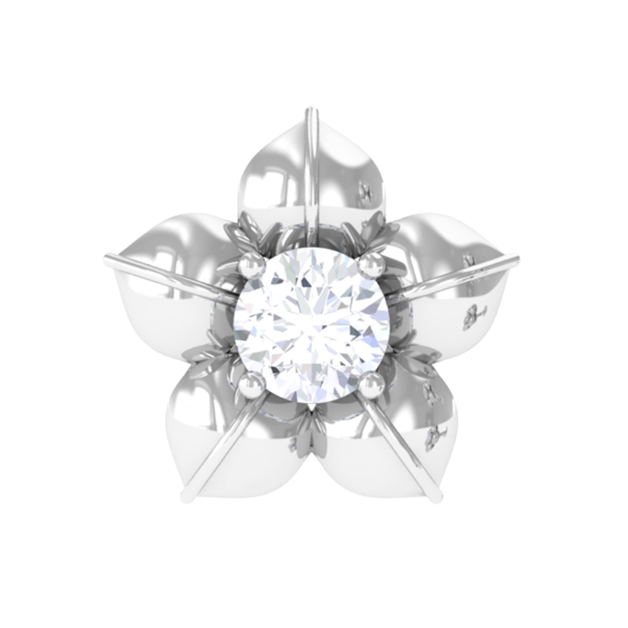 Minimal Diamond Flower Earring for Helix Piercing Natural - ( HI-SI ) - Rosec Jewels