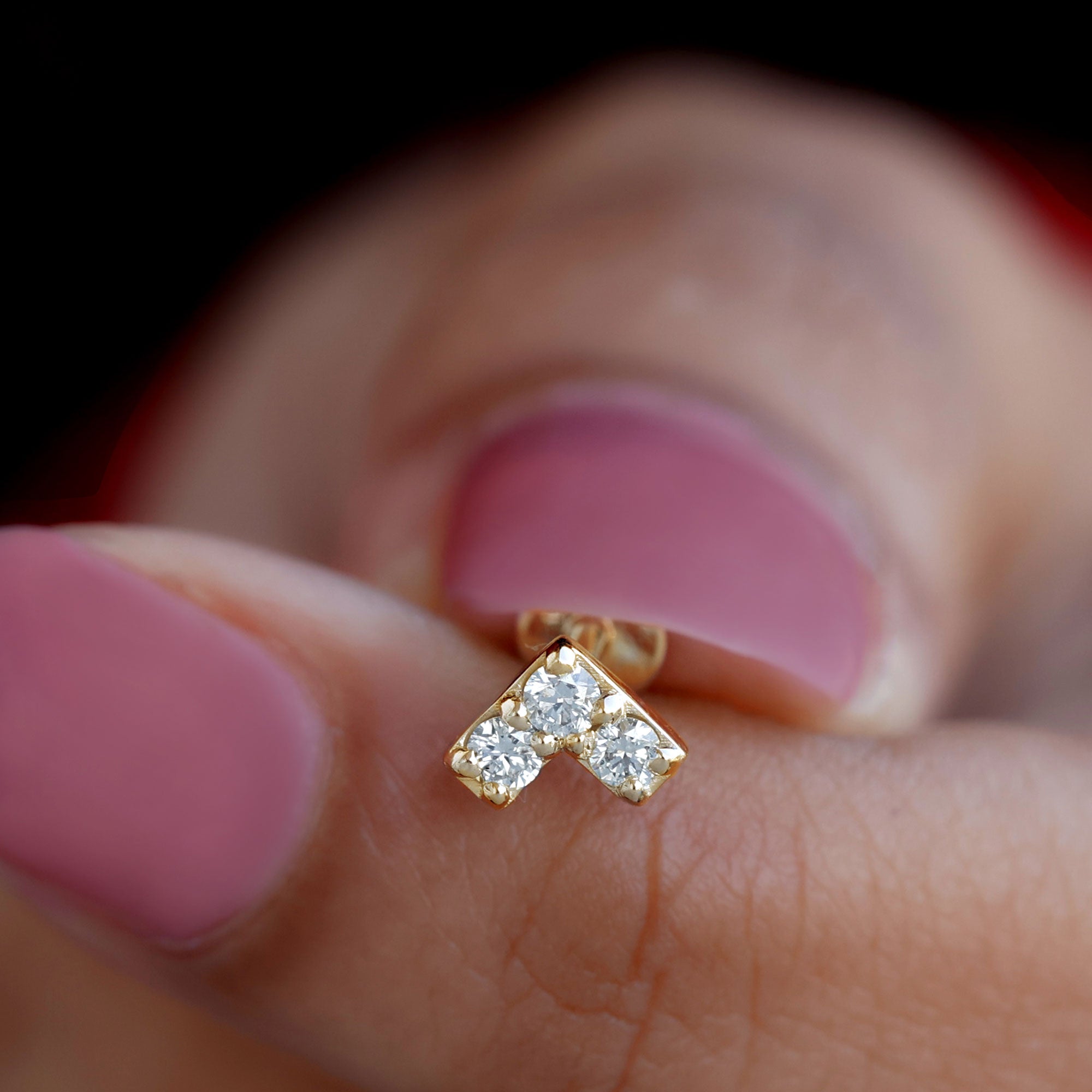 Certified Diamond Chevron V Earring for Tragus Piercing Natural - ( HI-SI ) - Rosec Jewels