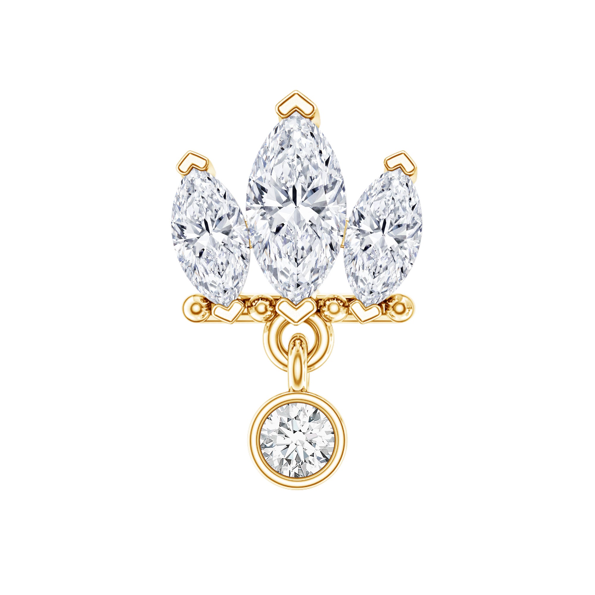 Three Marquise Shape Diamond Helix Drop Earring Natural - ( HI-SI ) - Rosec Jewels