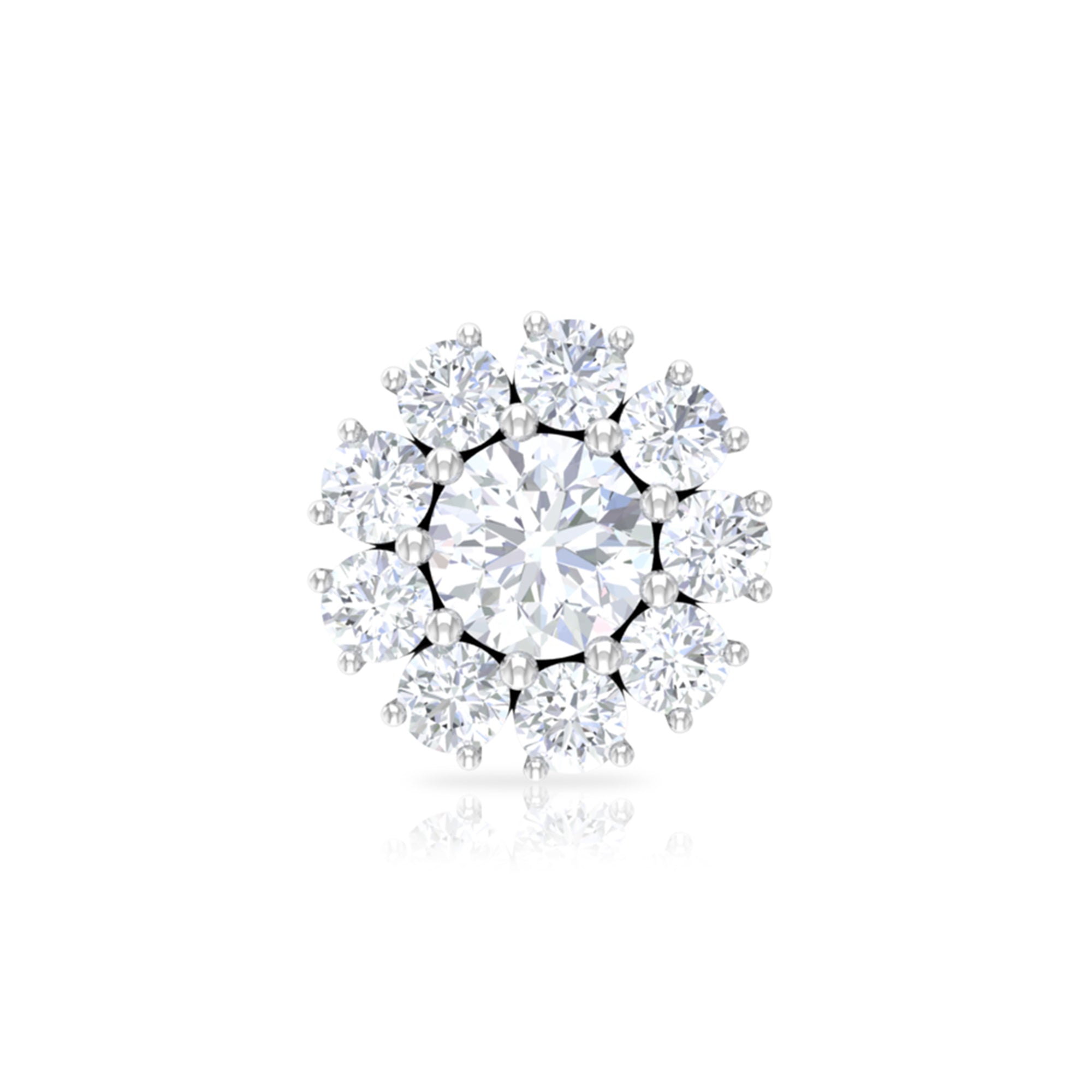 Certified Diamond Cluster Stud Earring with Flat Back Natural - ( HI-SI ) - Rosec Jewels