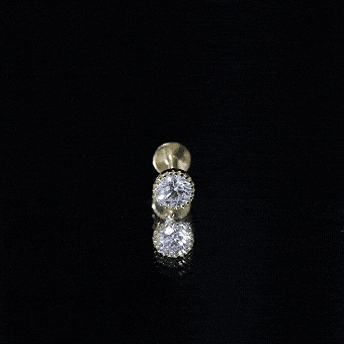 Bezel Set Diamond Solitaire Stud Earring for Helix Piercing Natural - ( HI-SI ) - Rosec Jewels