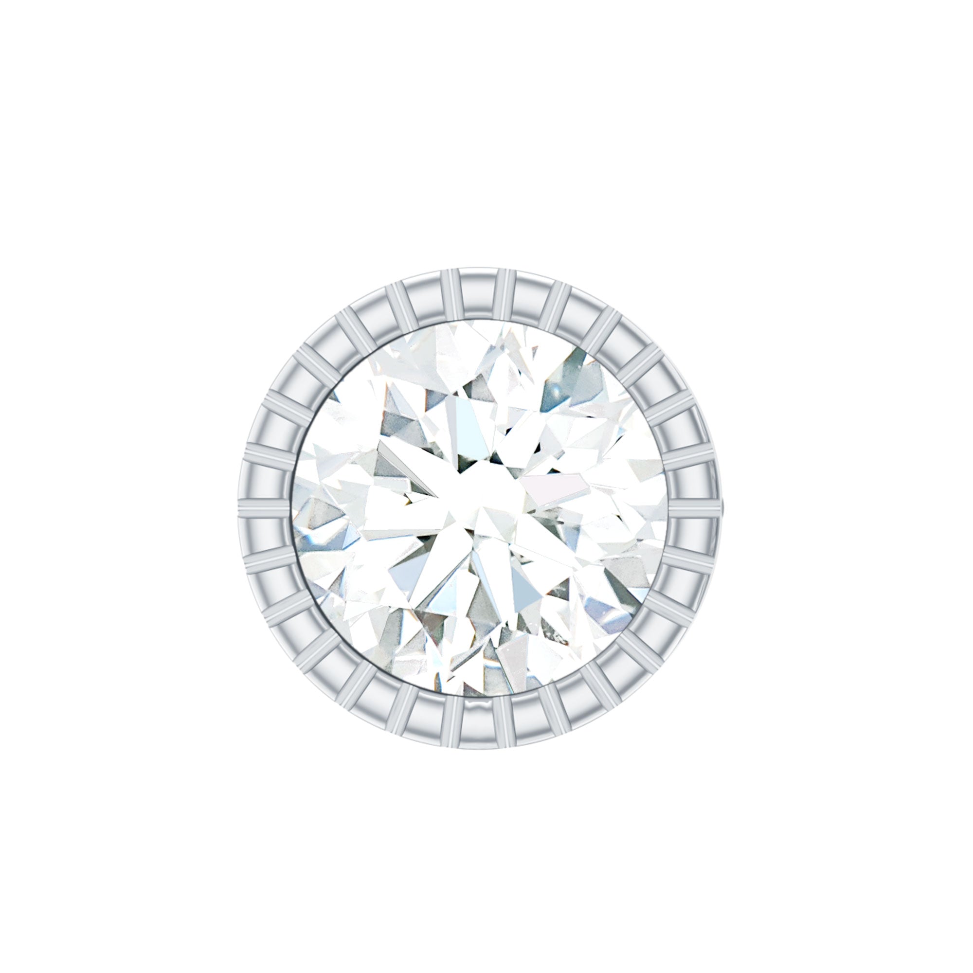Bezel Set Diamond Solitaire Stud Earring for Helix Piercing Natural - ( HI-SI ) - Rosec Jewels