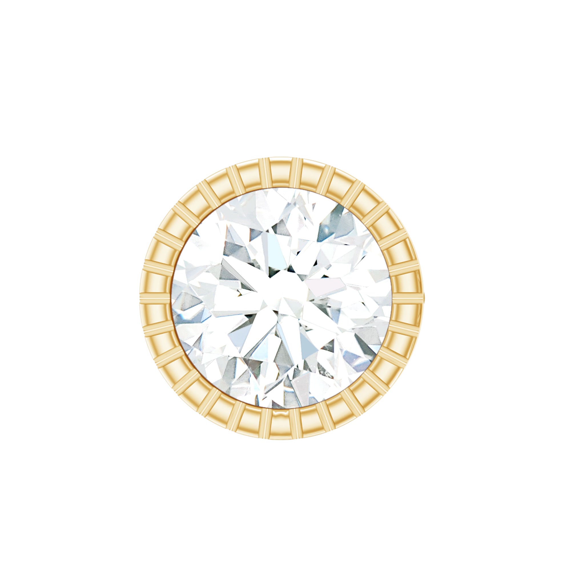 Bezel Set Diamond Solitaire Stud Earring for Helix Piercing Natural - ( HI-SI ) - Rosec Jewels