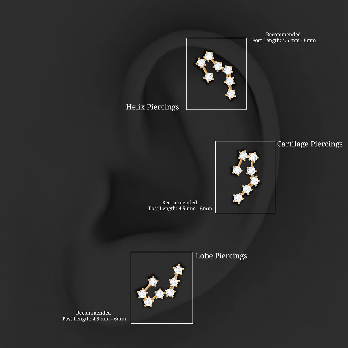 Diamond Taurus Zodiac Crawler Earring Natural - ( HI-SI ) - Rosec Jewels