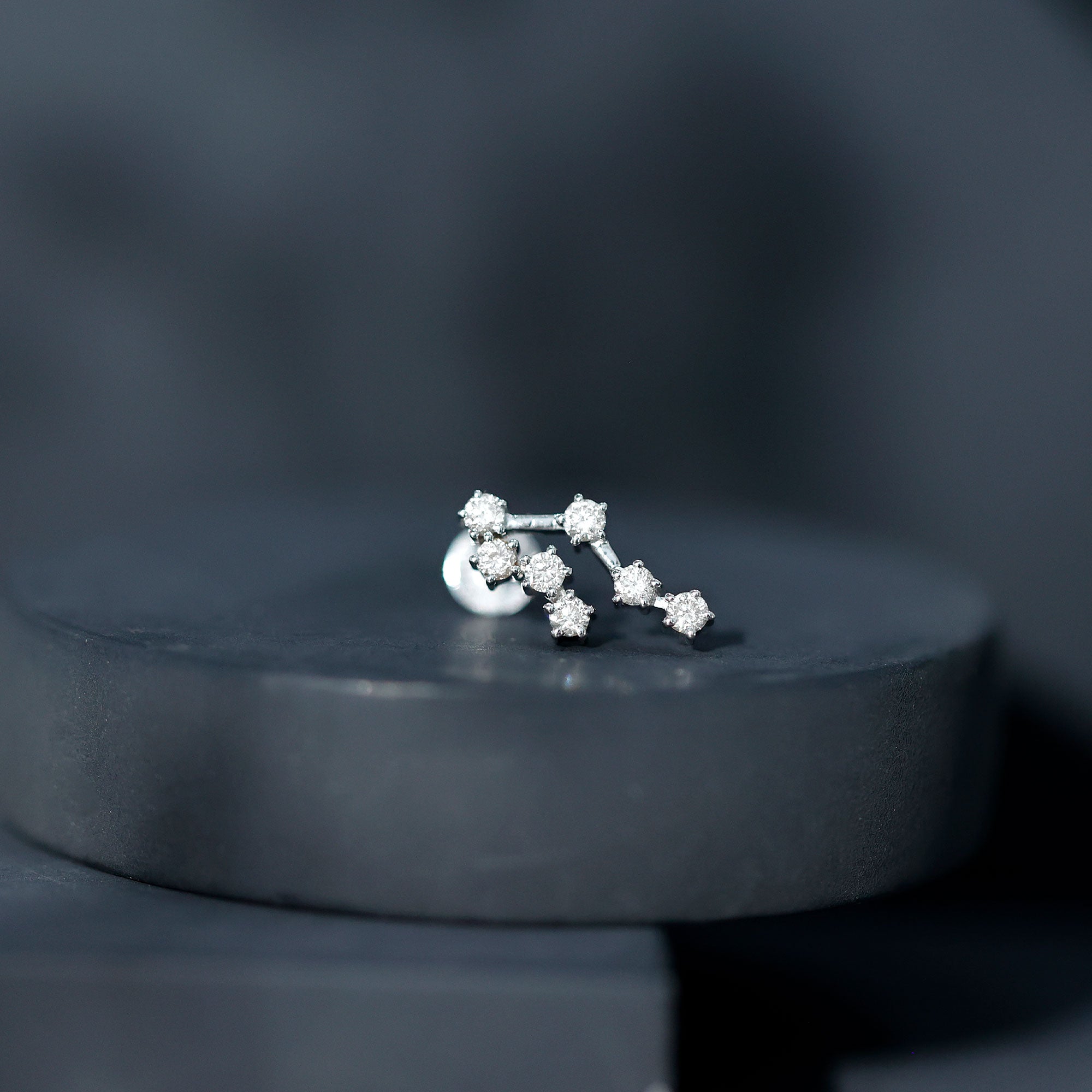 Round Diamond Gemini Zodiac Cartilage Earring Natural - ( HI-SI ) - Rosec Jewels