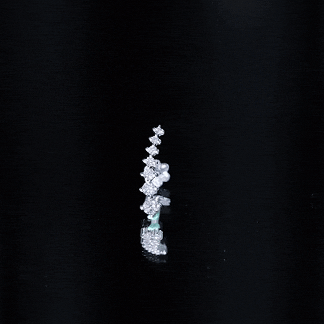 Graduated Style Diamond Ear Climber Earring Natural - ( HI-SI ) - Rosec Jewels
