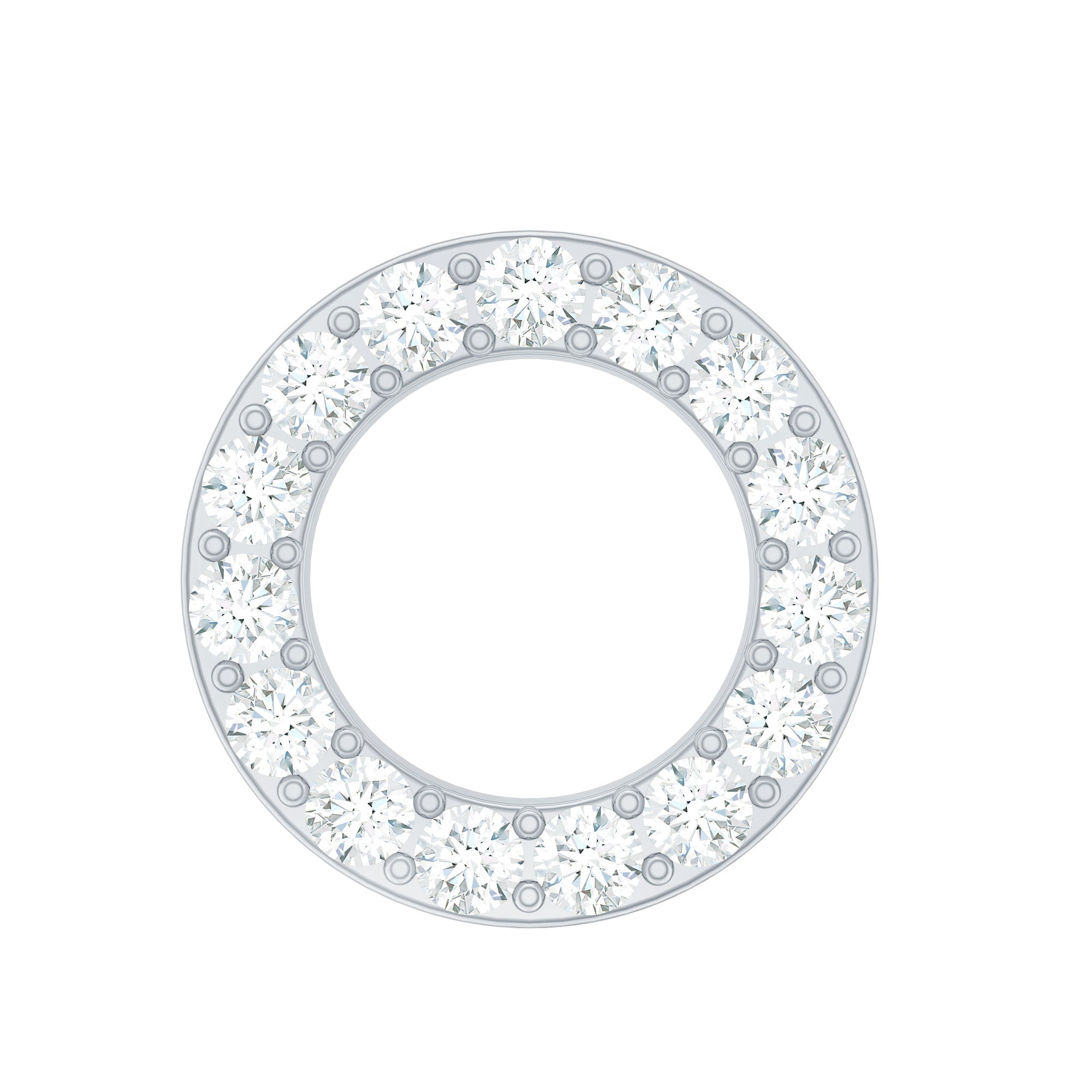 Simple Diamond Open Circle Earring with Flat Back Natural - ( HI-SI ) - Rosec Jewels