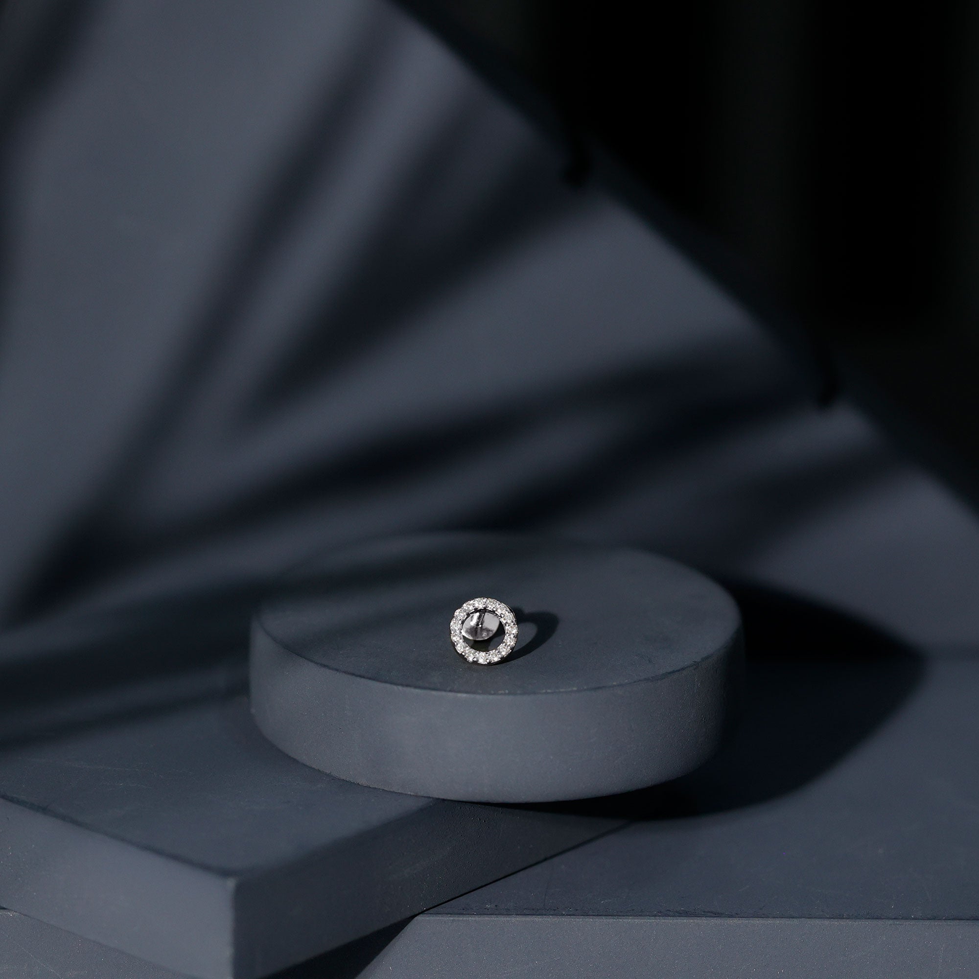 Simple Diamond Open Circle Earring with Flat Back Natural - ( HI-SI ) - Rosec Jewels