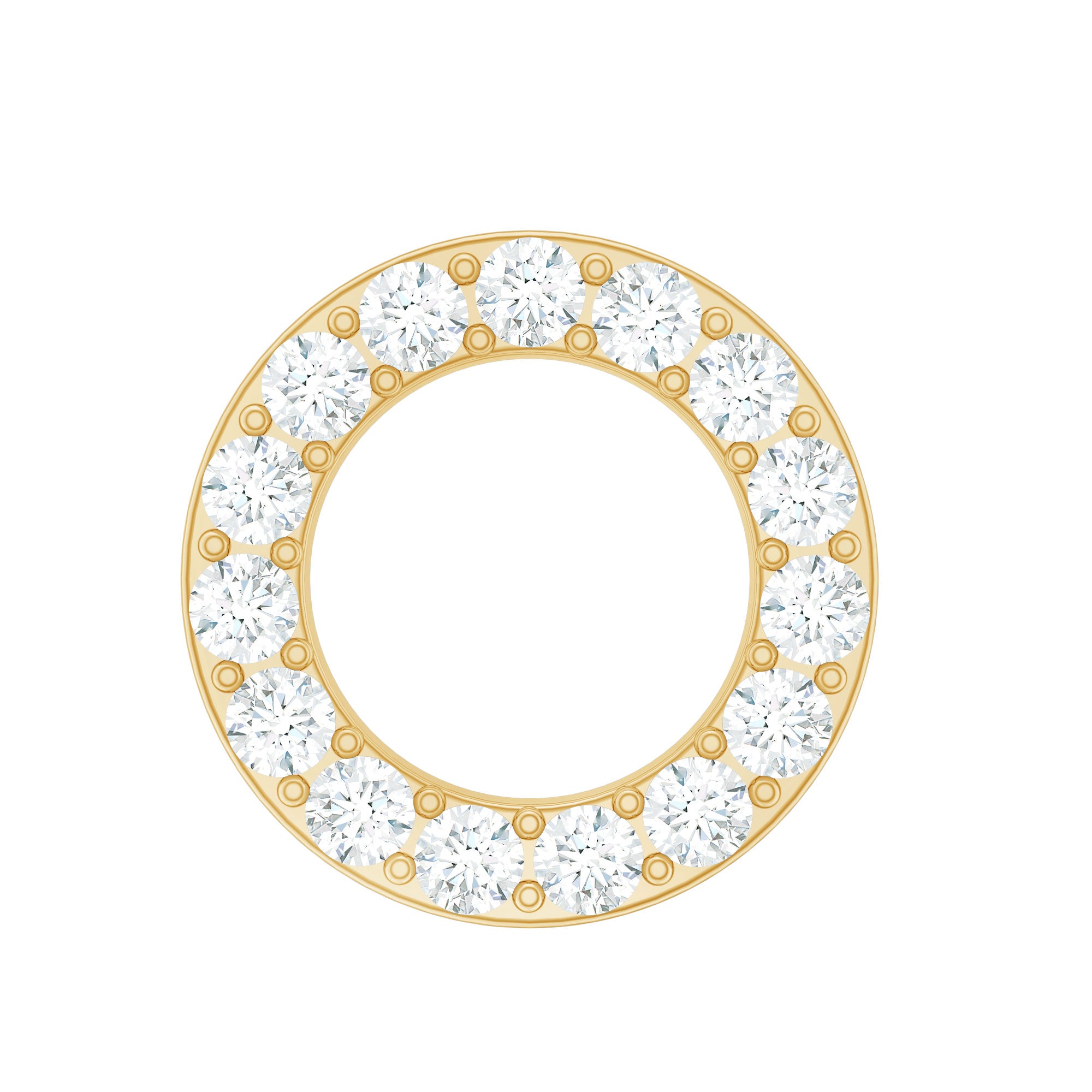 Simple Diamond Open Circle Earring with Flat Back Natural - ( HI-SI ) - Rosec Jewels