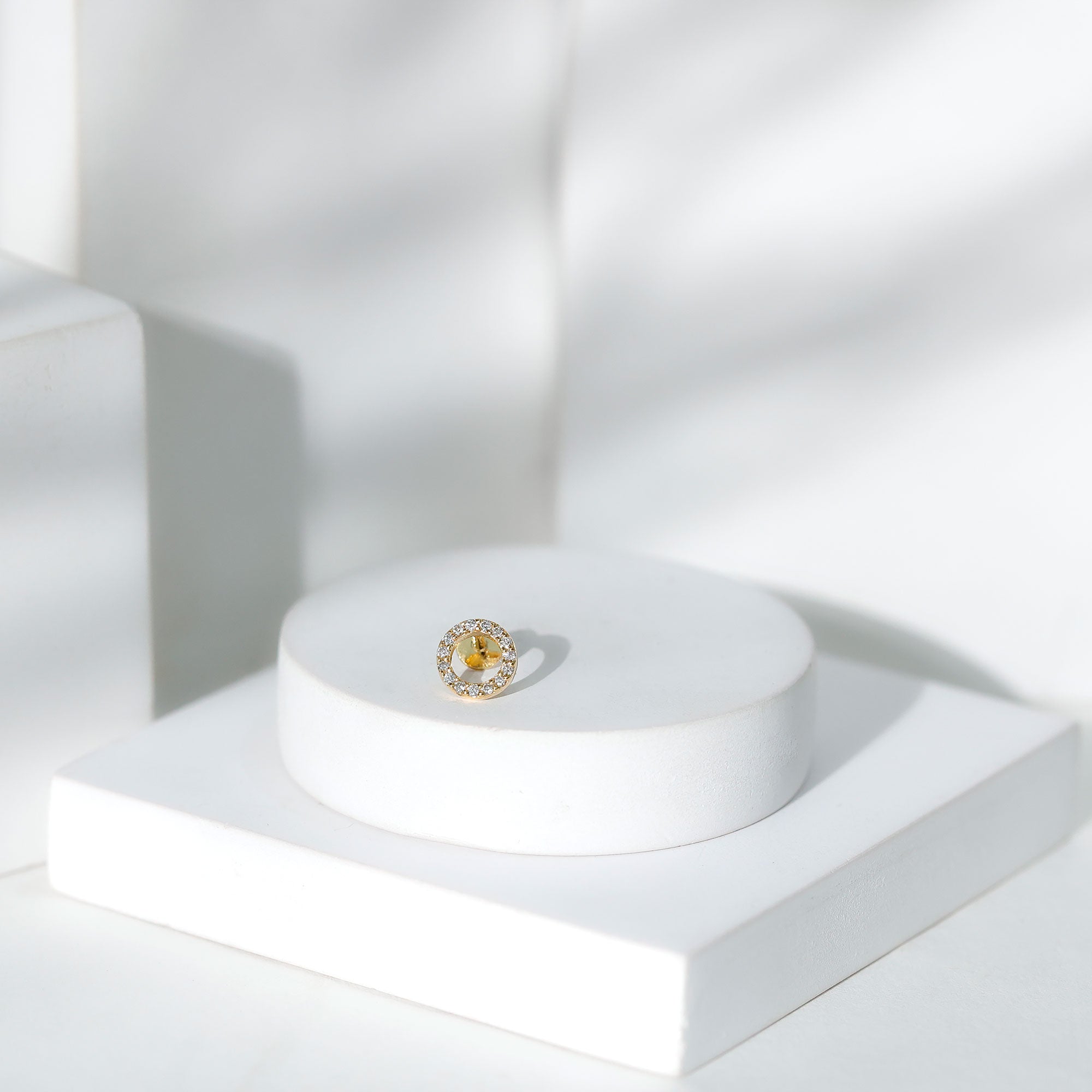 Simple Diamond Open Circle Earring with Flat Back Natural - ( HI-SI ) - Rosec Jewels