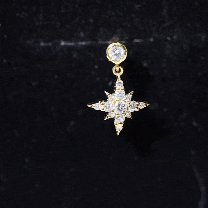 Moissanite Starburst Drop Earring for Cartilage Piercing D-VS1 - Rosec Jewels