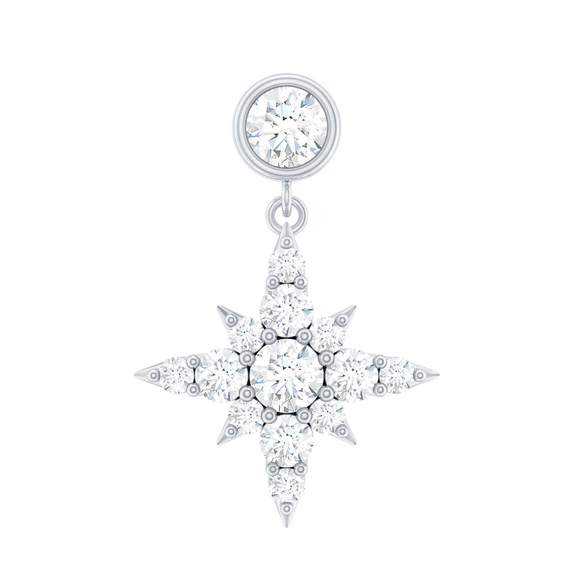 Moissanite Starburst Drop Earring for Cartilage Piercing D-VS1 - Rosec Jewels