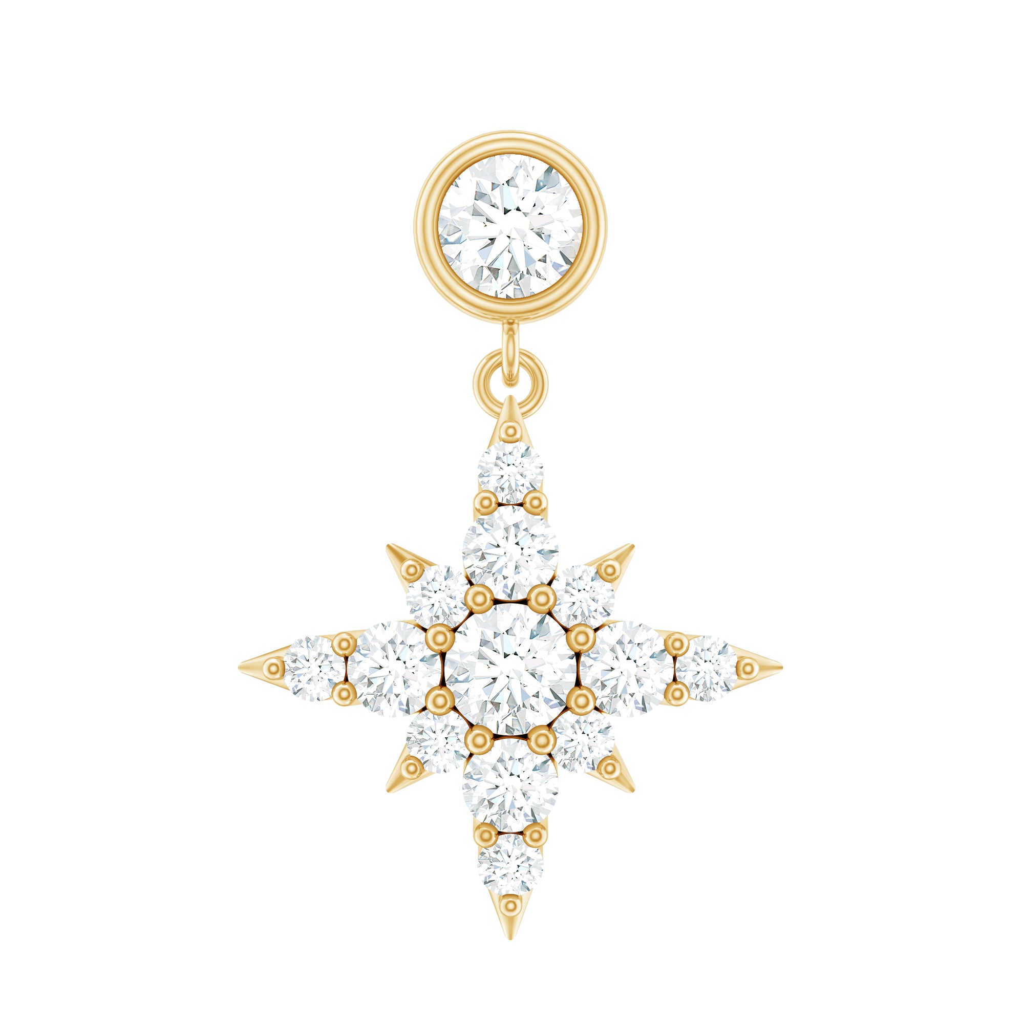Moissanite Starburst Drop Earring for Cartilage Piercing D-VS1 - Rosec Jewels