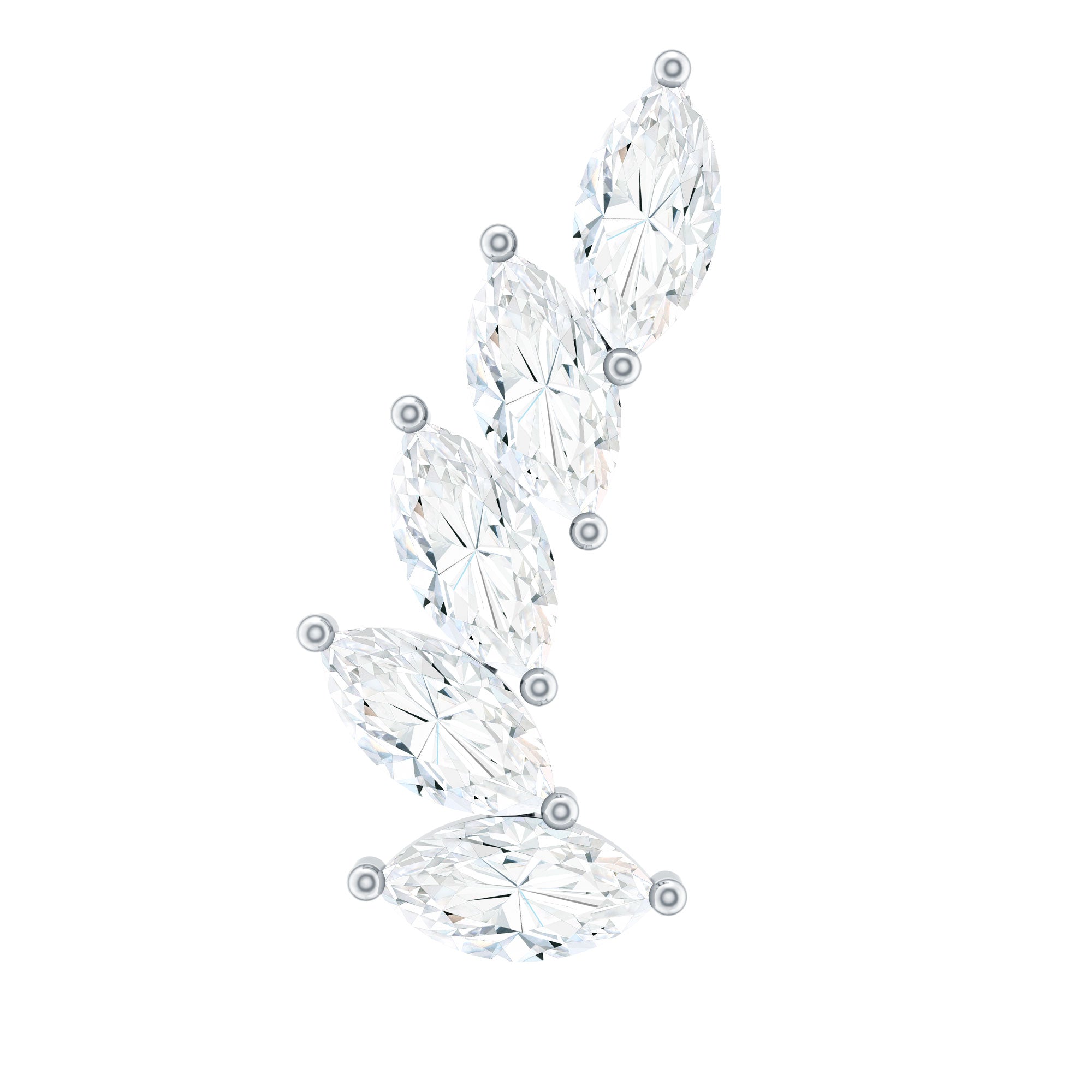 Marquise Moissanite Curved Helix Ear Crawler Earring D-VS1 - Rosec Jewels