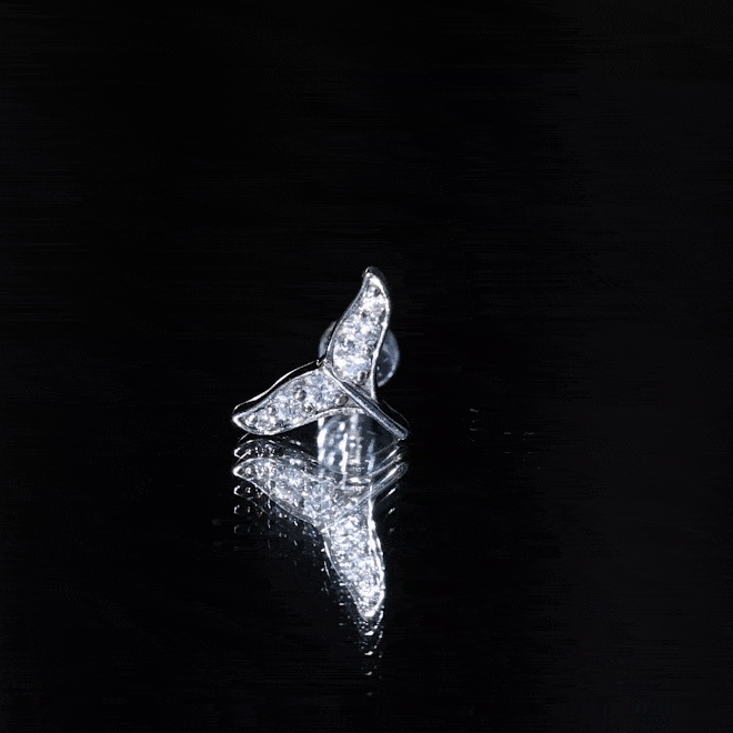 Moissanite Whale Tail Earring for Cartilage Piercing D-VS1 - Rosec Jewels