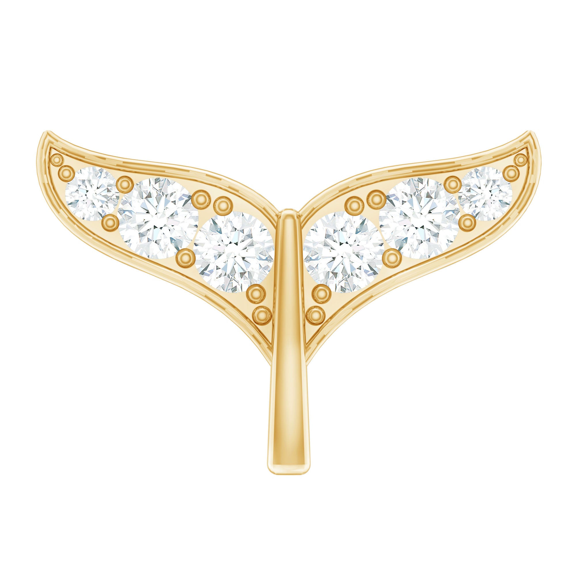 Moissanite Whale Tail Earring for Cartilage Piercing D-VS1 - Rosec Jewels