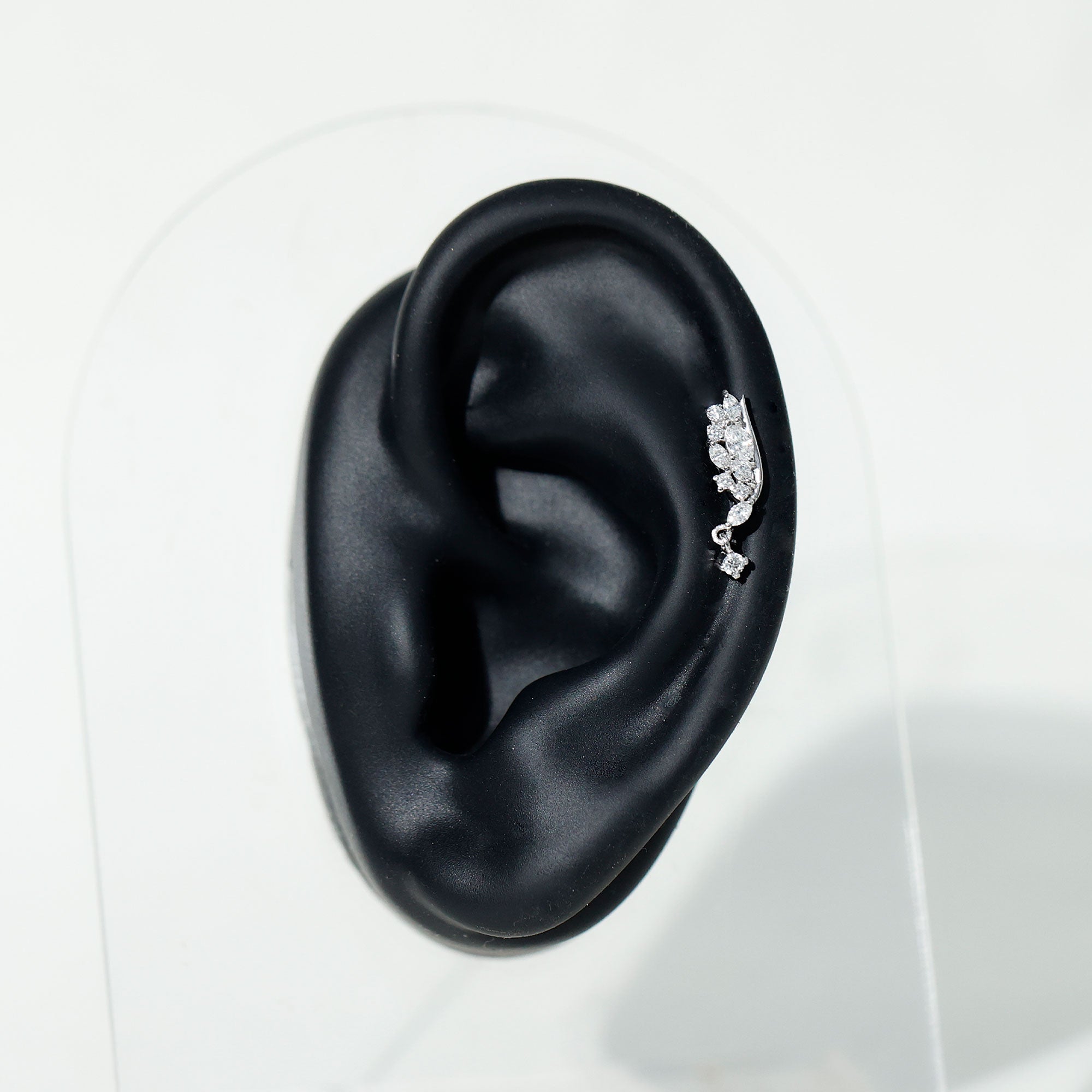 Unique Moissanite Wing Earring for Cartilage Piercing D-VS1 - Rosec Jewels