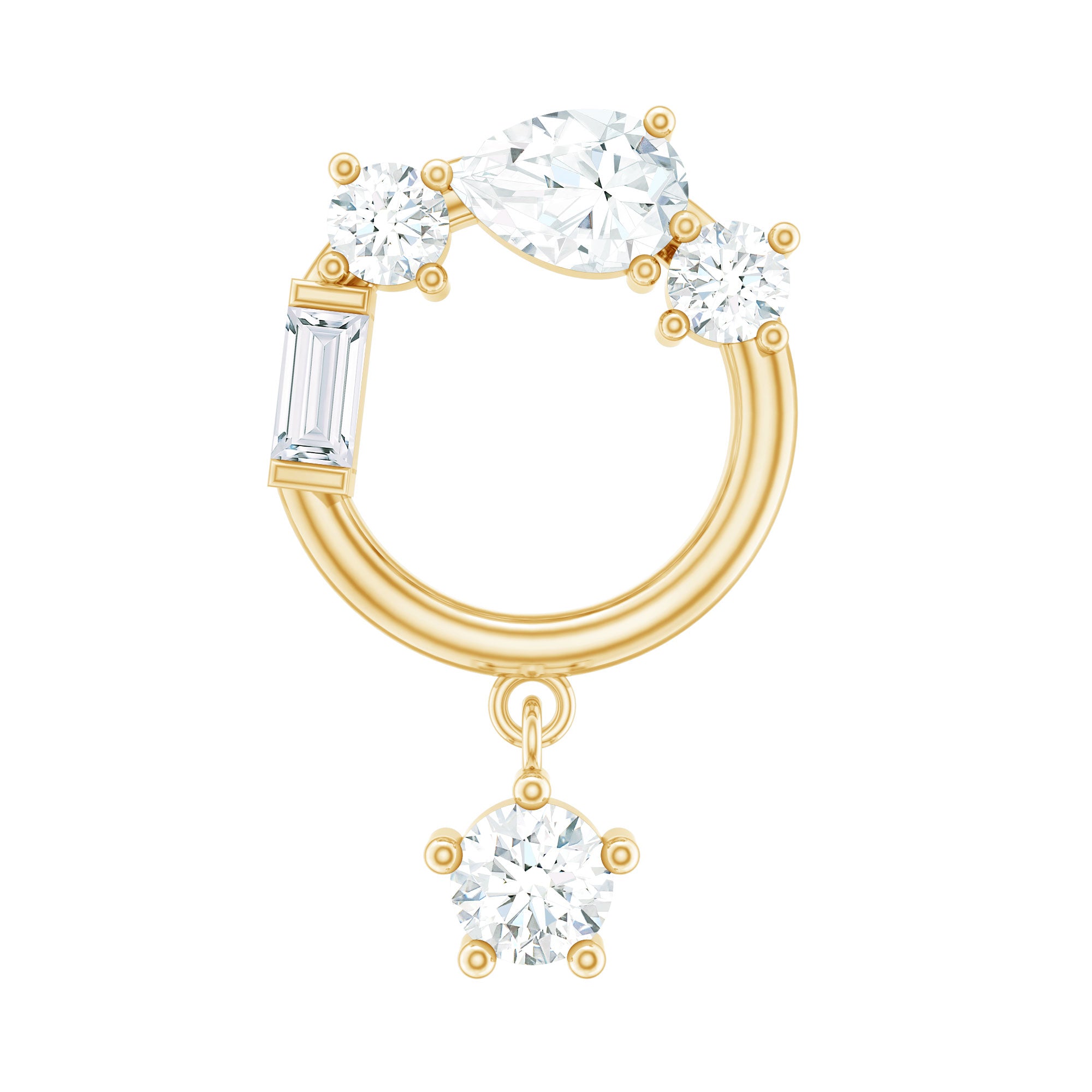 Moissanite Circle Drop Earring for Cartilage Piercing D-VS1 - Rosec Jewels