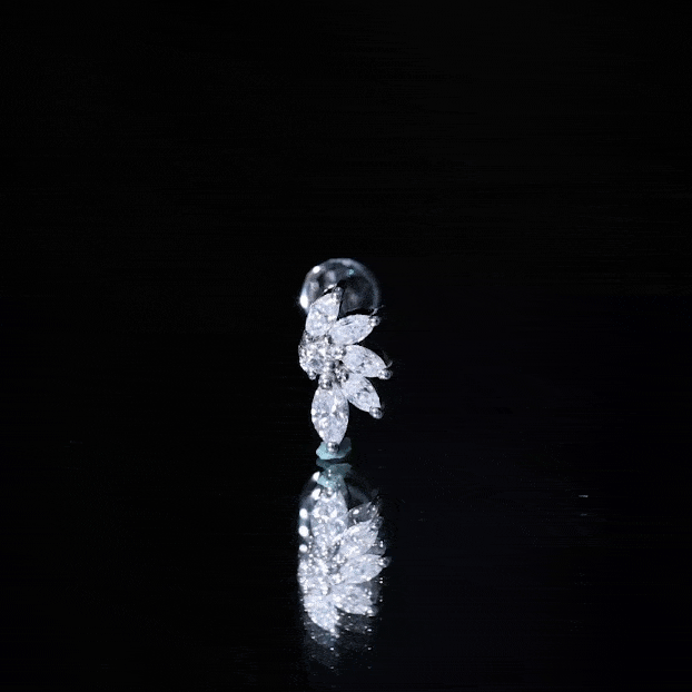 Marquise Cut Moissanite Cluster Cartilage Earring D-VS1 - Rosec Jewels