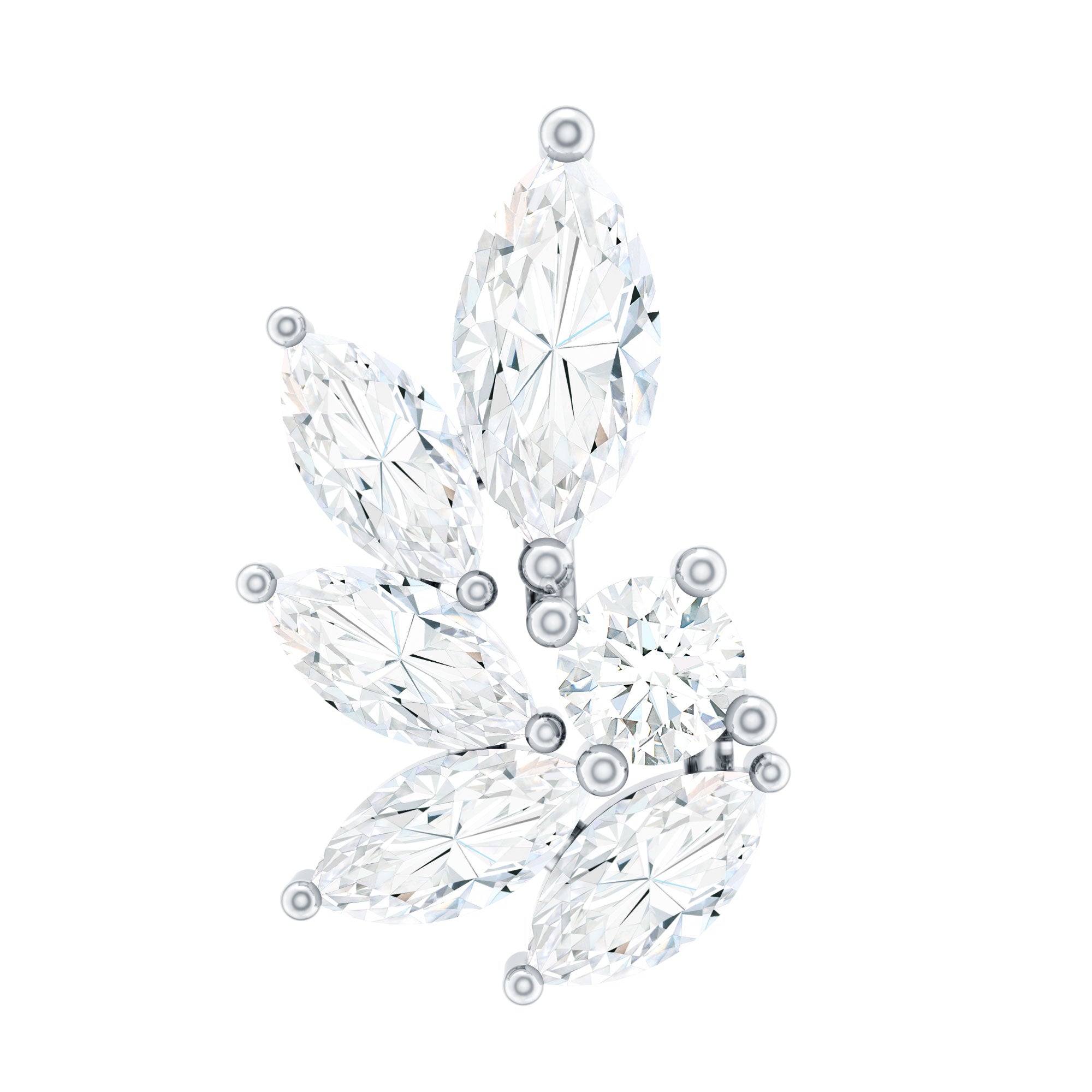 Marquise and Round Cut Moissanite Earring for Cartilage Piercing D-VS1 - Rosec Jewels