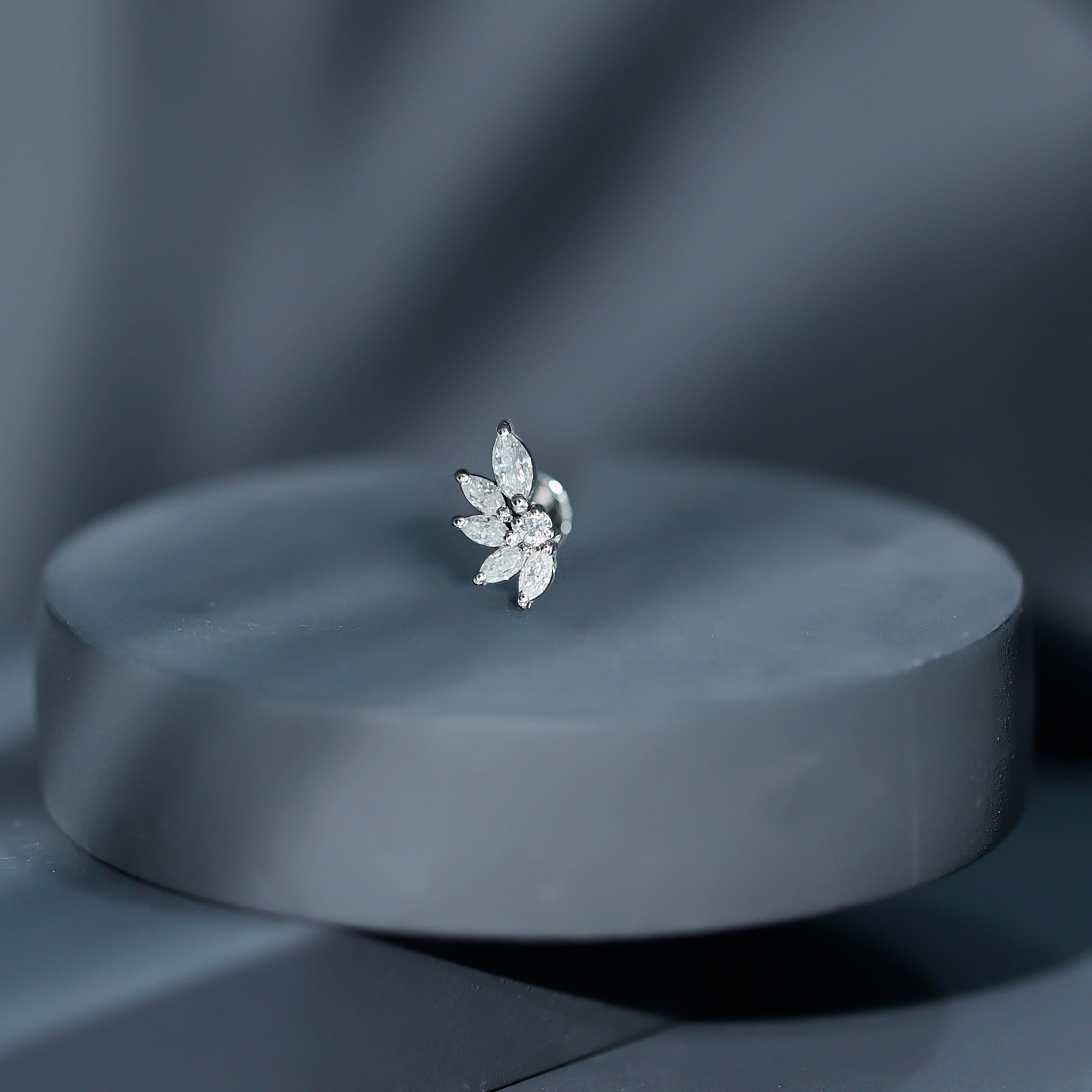 Marquise and Round Cut Moissanite Earring for Cartilage Piercing D-VS1 - Rosec Jewels