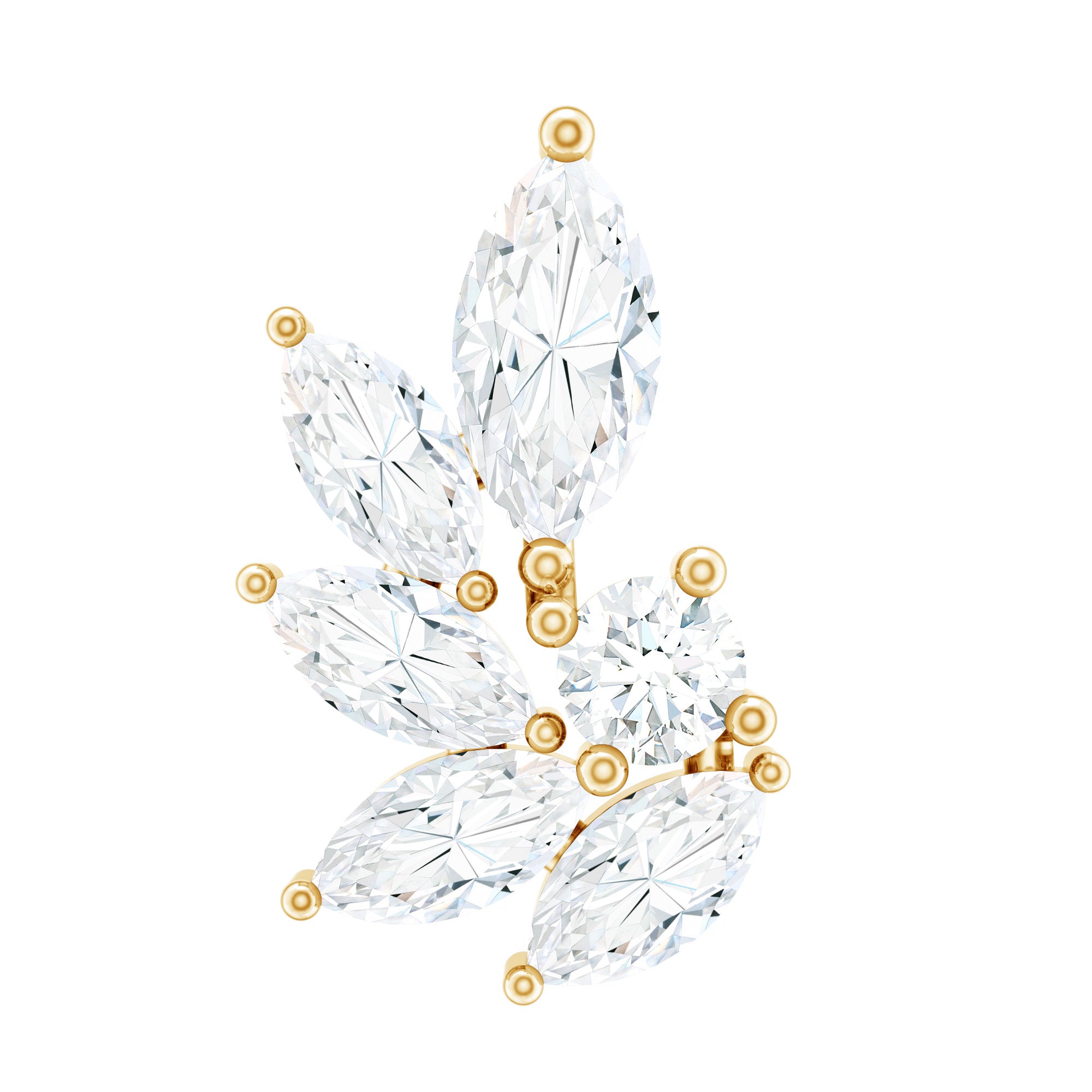 Marquise and Round Cut Moissanite Earring for Cartilage Piercing D-VS1 - Rosec Jewels