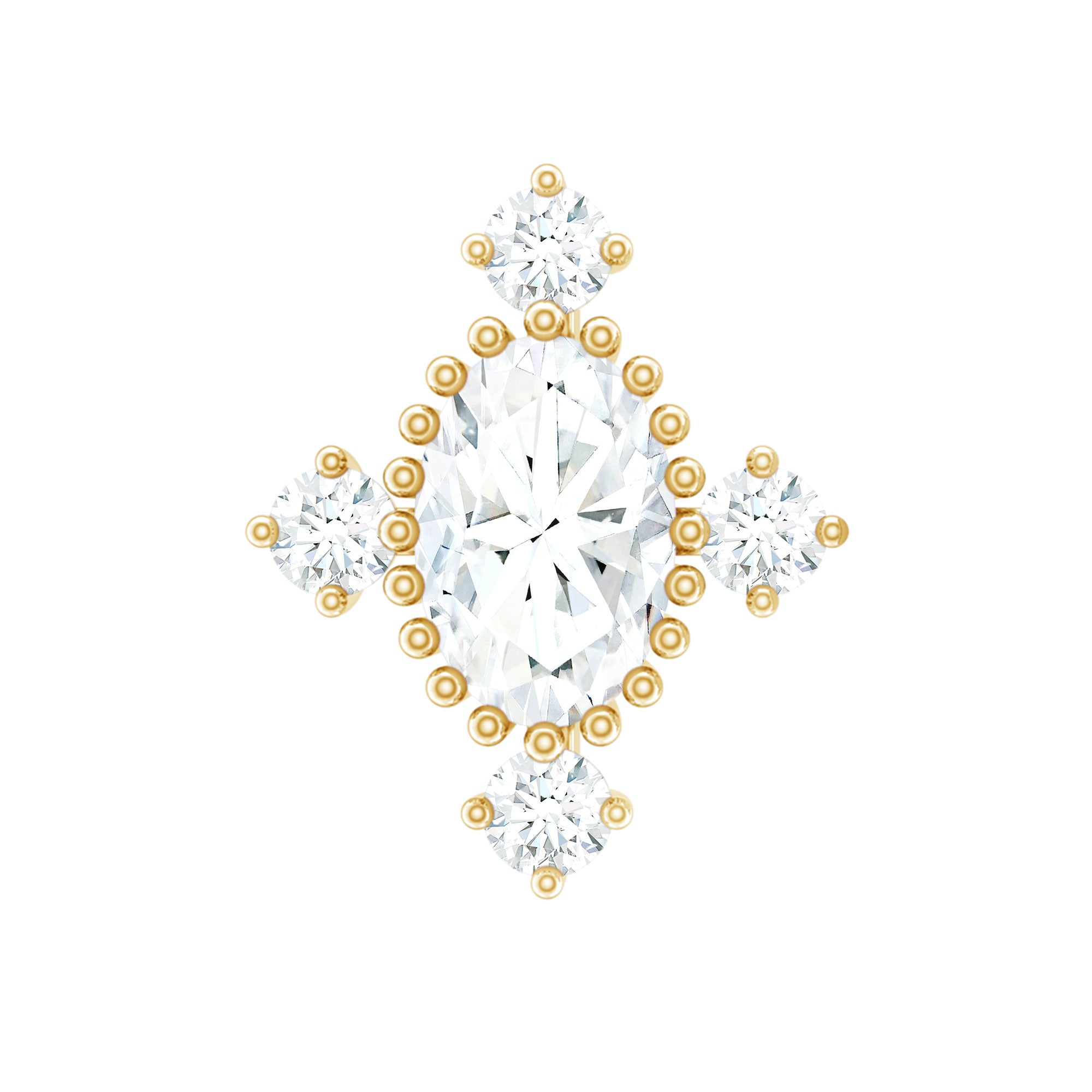 Vintage Inspired Moissanite Oval Conch Earring D-VS1 - Rosec Jewels