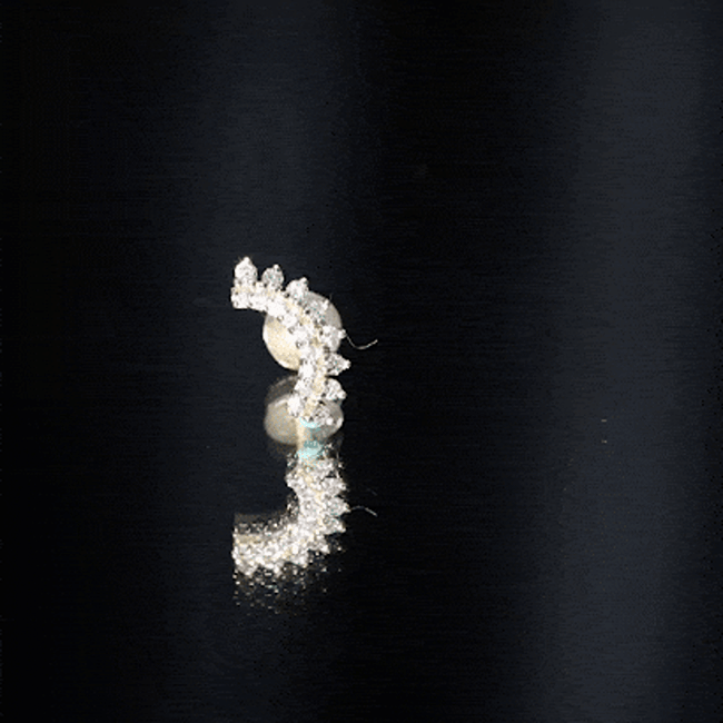 Certified Diamond Curved Cartilage Earring Natural - ( HI-SI ) - Rosec Jewels