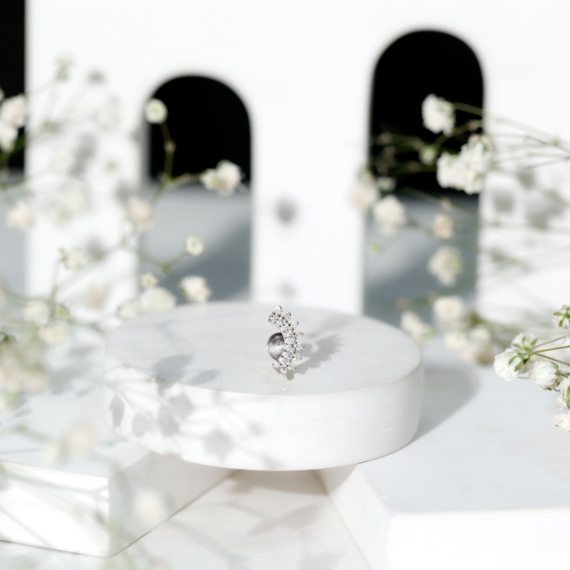 Certified Diamond Curved Cartilage Earring Natural - ( HI-SI ) - Rosec Jewels