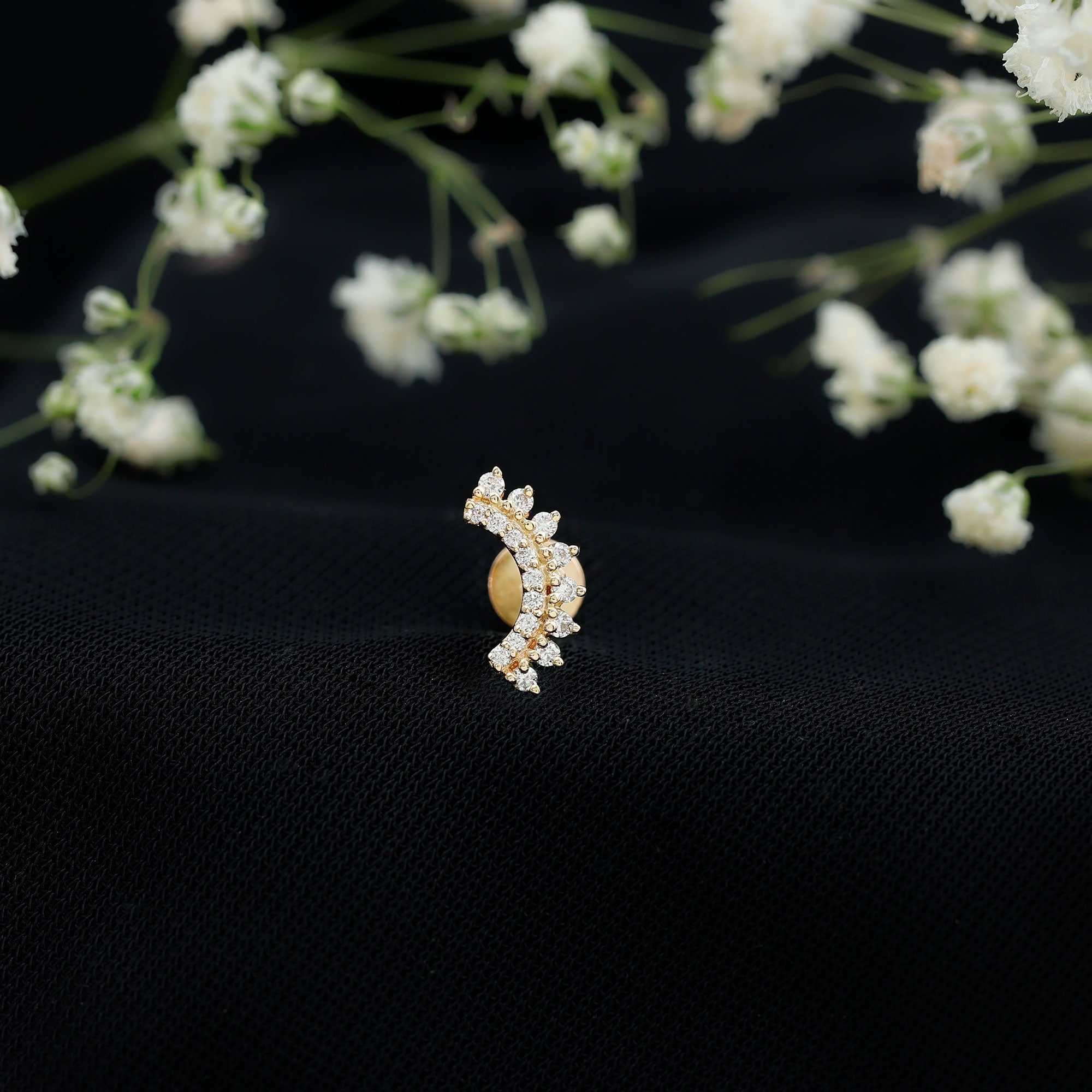 Certified Diamond Curved Cartilage Earring Natural - ( HI-SI ) - Rosec Jewels