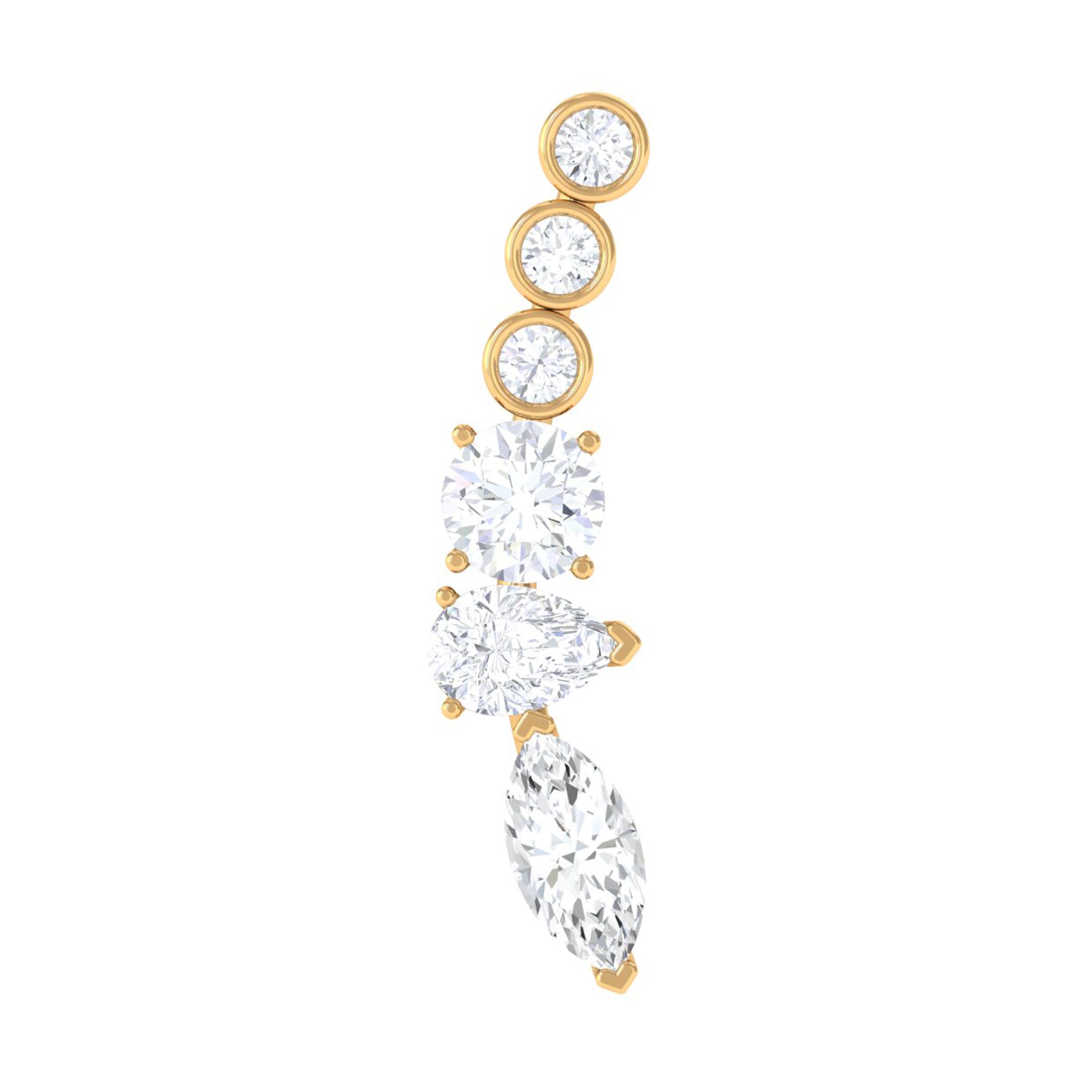 Certified Moissanite Designer Crawler Earring D-VS1 - Rosec Jewels