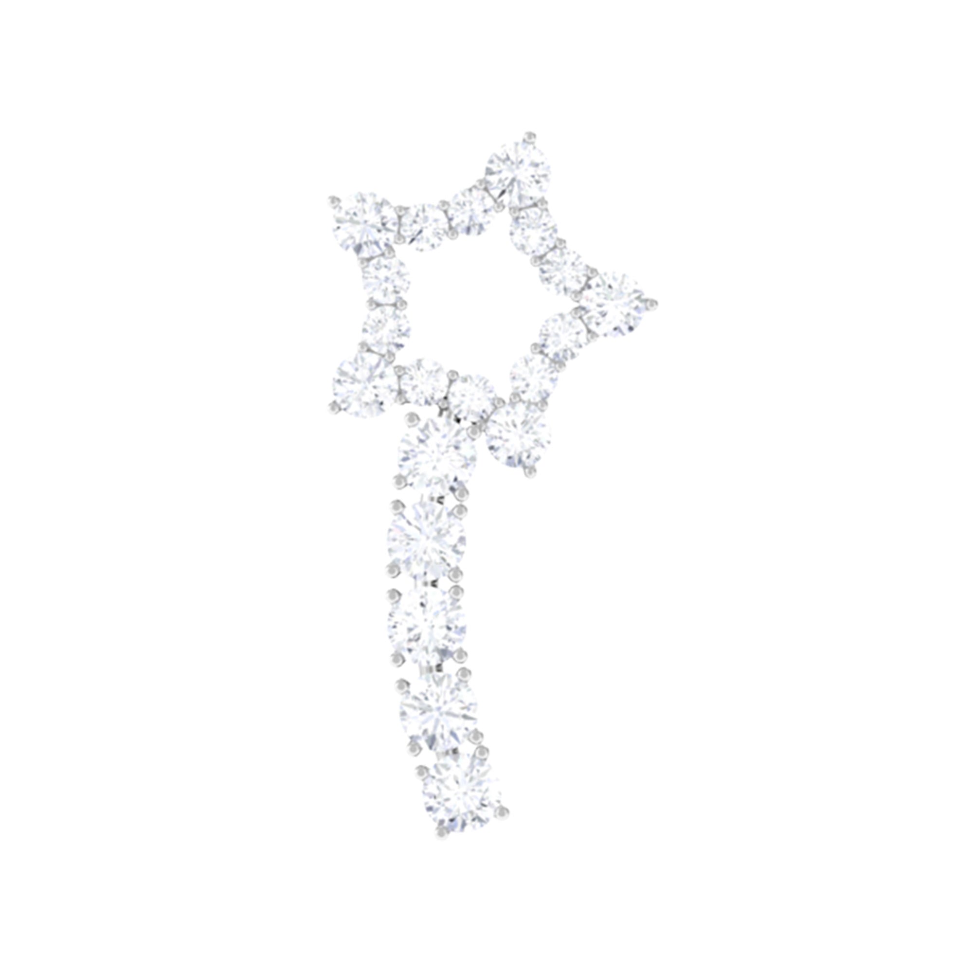 Certified Moissanite Shooting Star Cartilage Earring D-VS1 - Rosec Jewels
