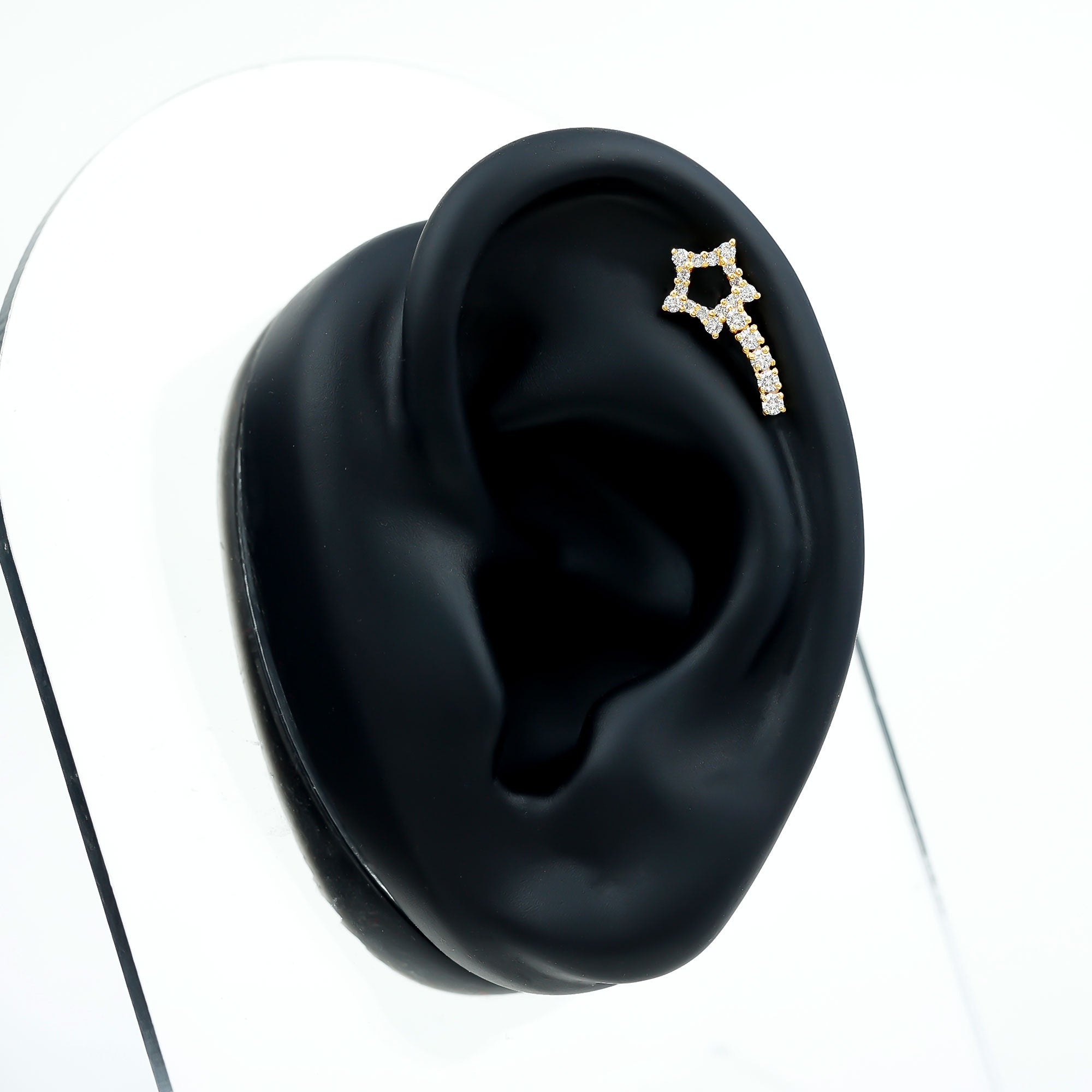 Certified Moissanite Shooting Star Cartilage Earring D-VS1 - Rosec Jewels