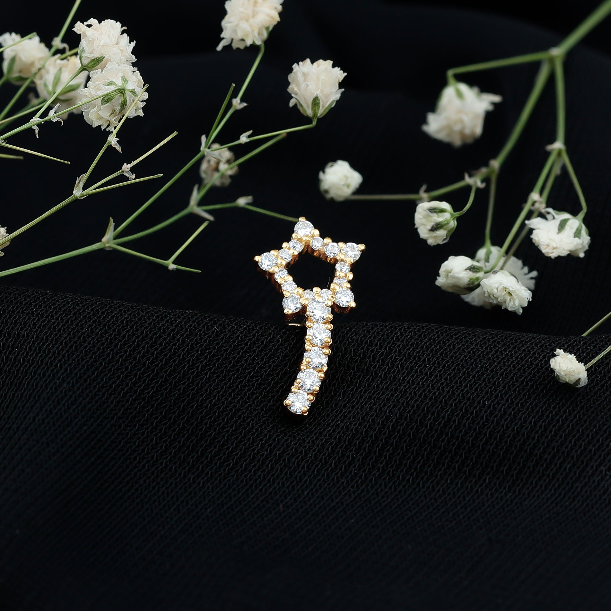 Certified Moissanite Shooting Star Cartilage Earring D-VS1 - Rosec Jewels