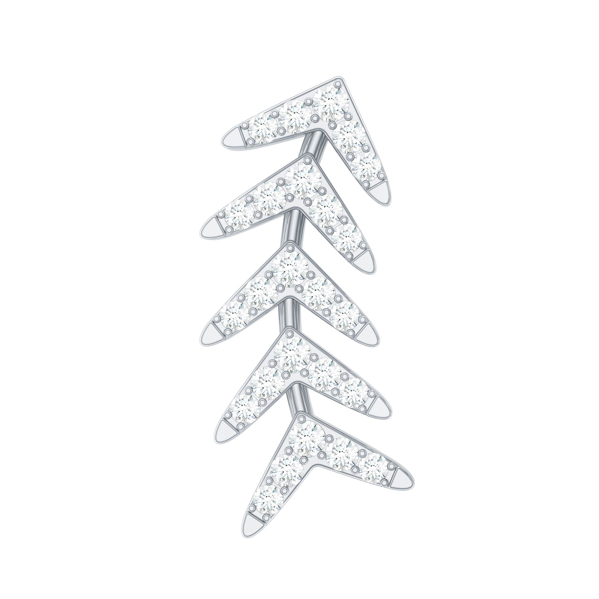 Certified Moissanite Leaf Crawler Earring for Helix Piercing