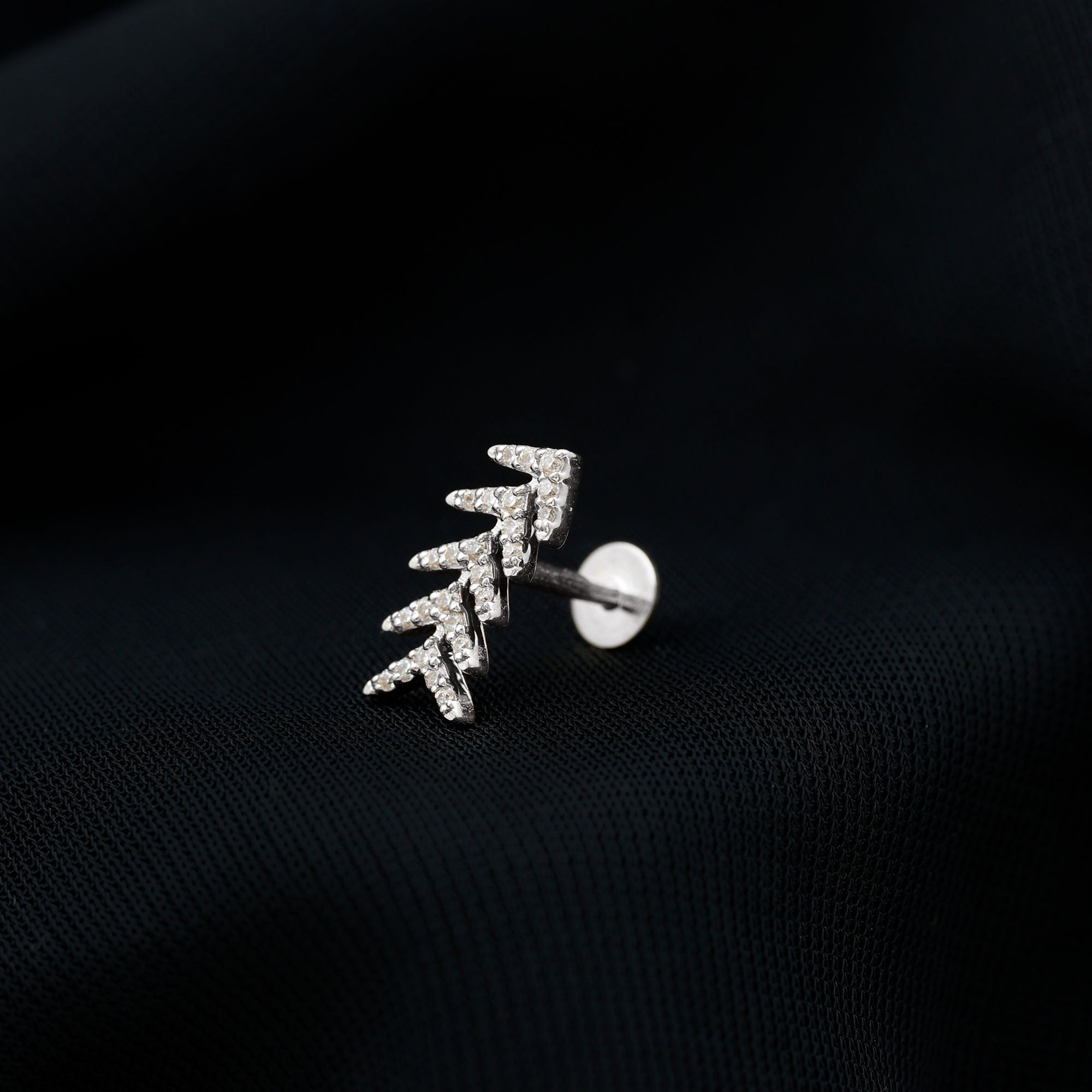 Certified Moissanite Leaf Crawler Earring for Helix Piercing D-VS1 - Rosec Jewels