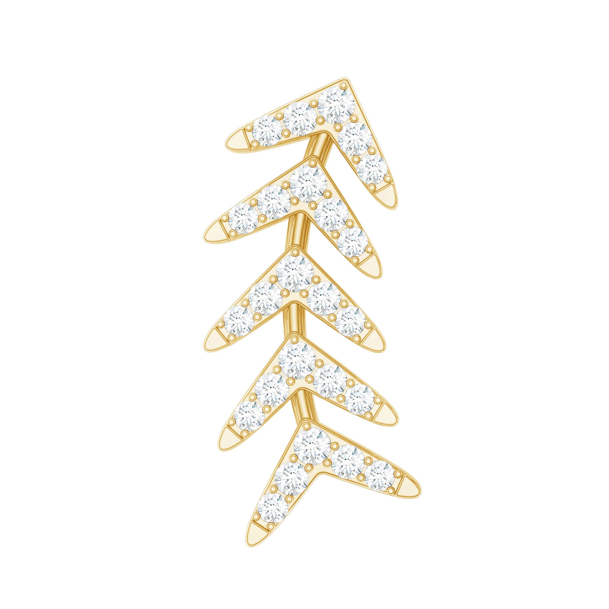 Elegant Moissanite Leaf Crawler Earring for Helix Piercing