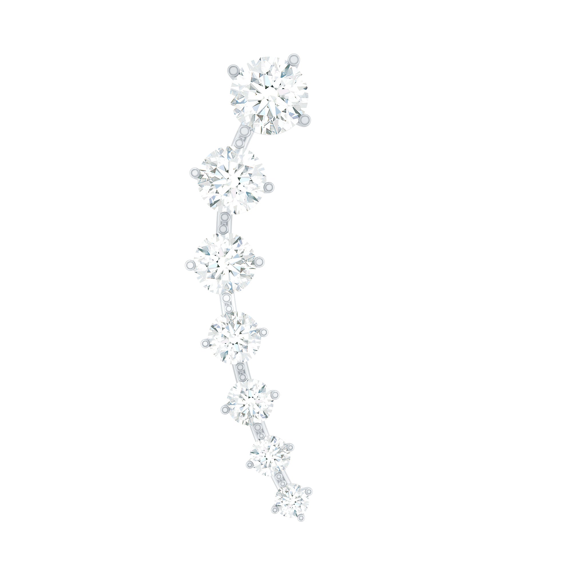 Graduated Style Moissanite Ear Crawler Earring for Helix Piercing D-VS1 - Rosec Jewels