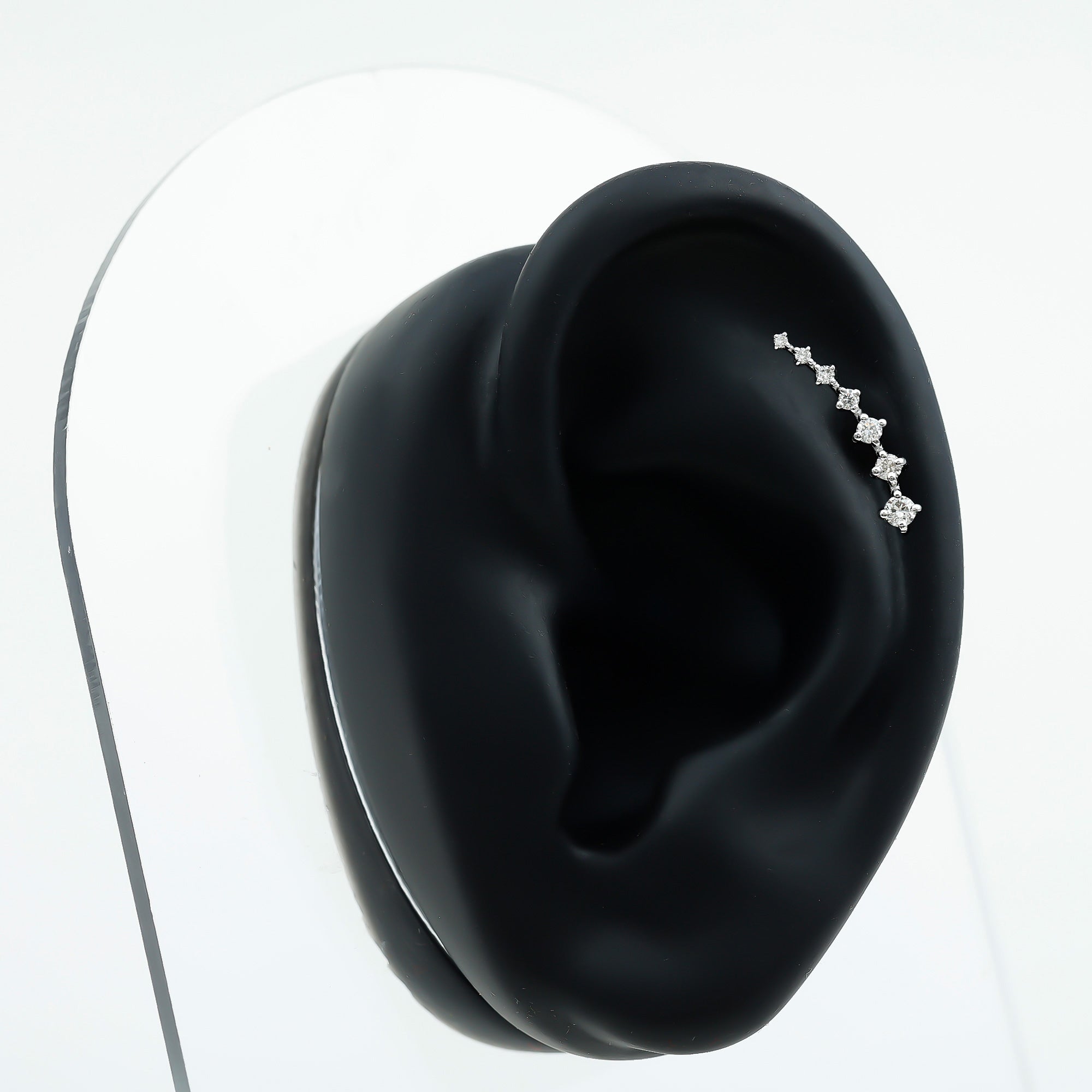 Graduated Style Moissanite Ear Crawler Earring for Helix Piercing D-VS1 - Rosec Jewels