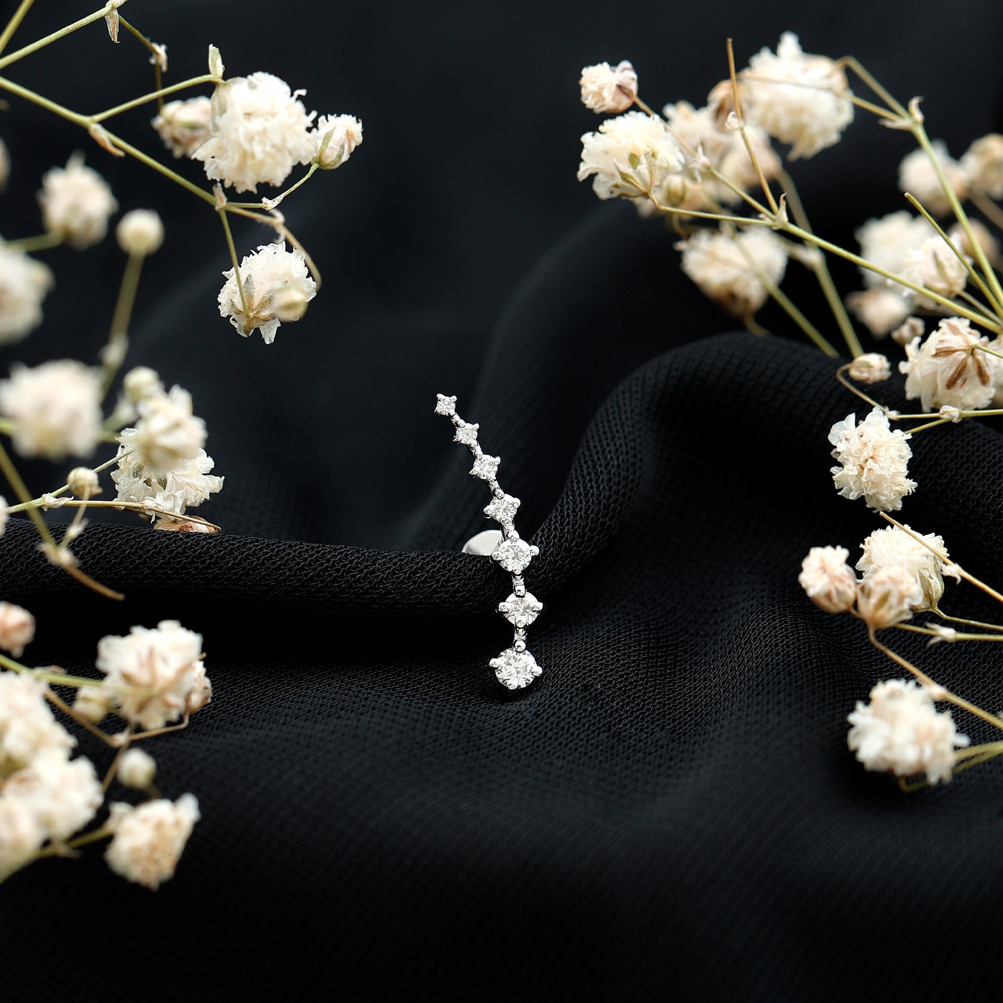 Graduated Style Moissanite Ear Crawler Earring for Helix Piercing D-VS1 - Rosec Jewels