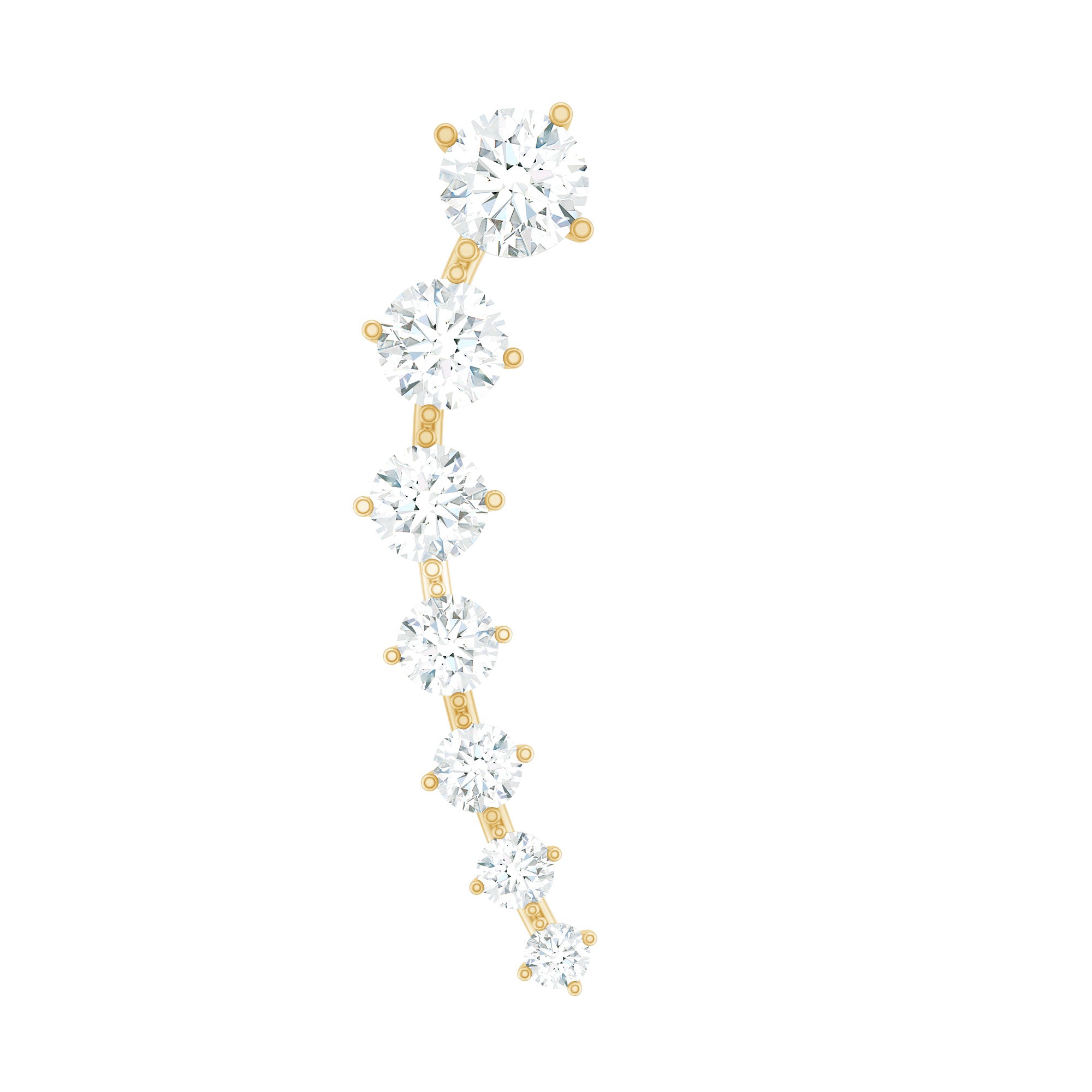 Graduated Style Moissanite Ear Crawler Earring for Helix Piercing D-VS1 - Rosec Jewels
