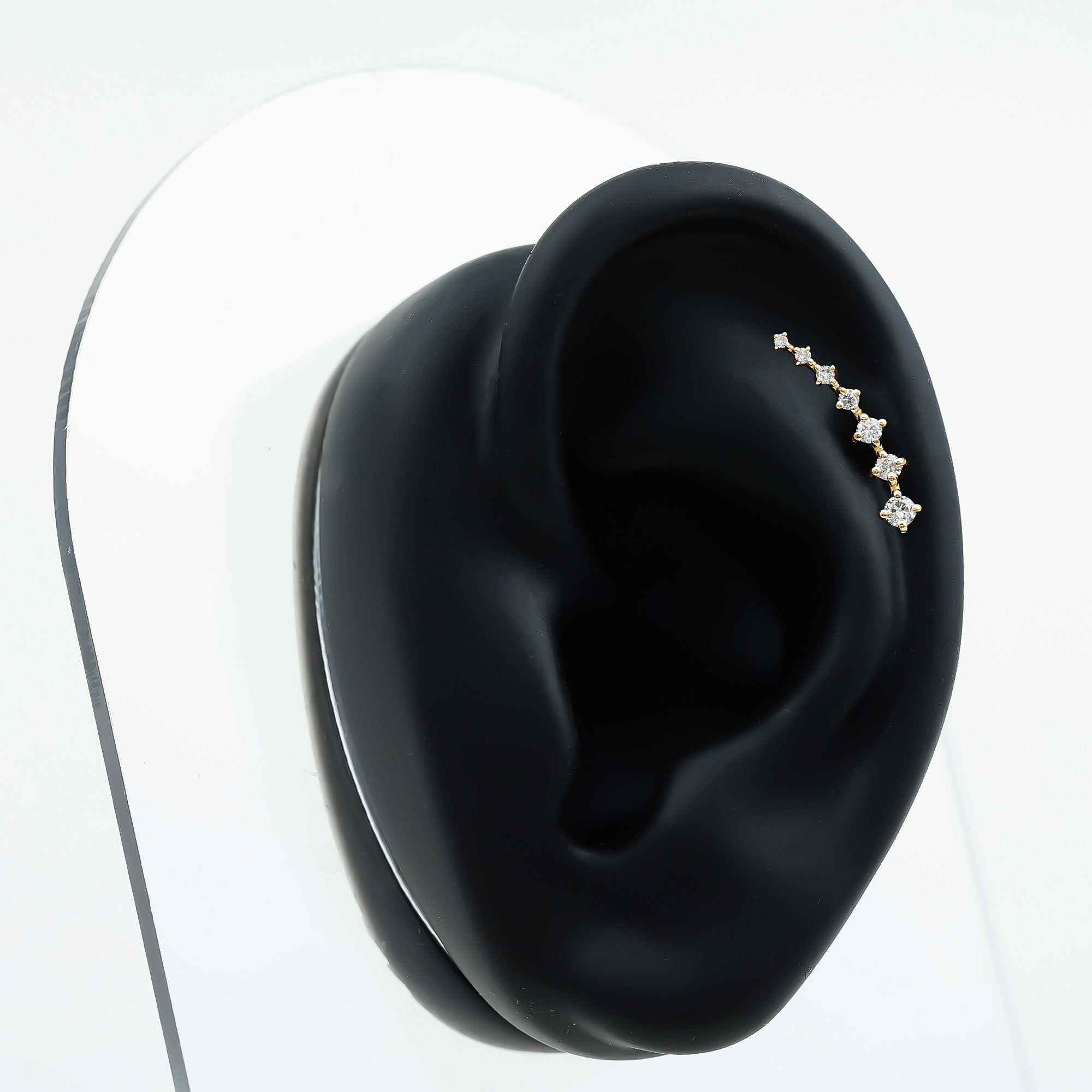 Graduated Style Moissanite Ear Crawler Earring for Helix Piercing D-VS1 - Rosec Jewels