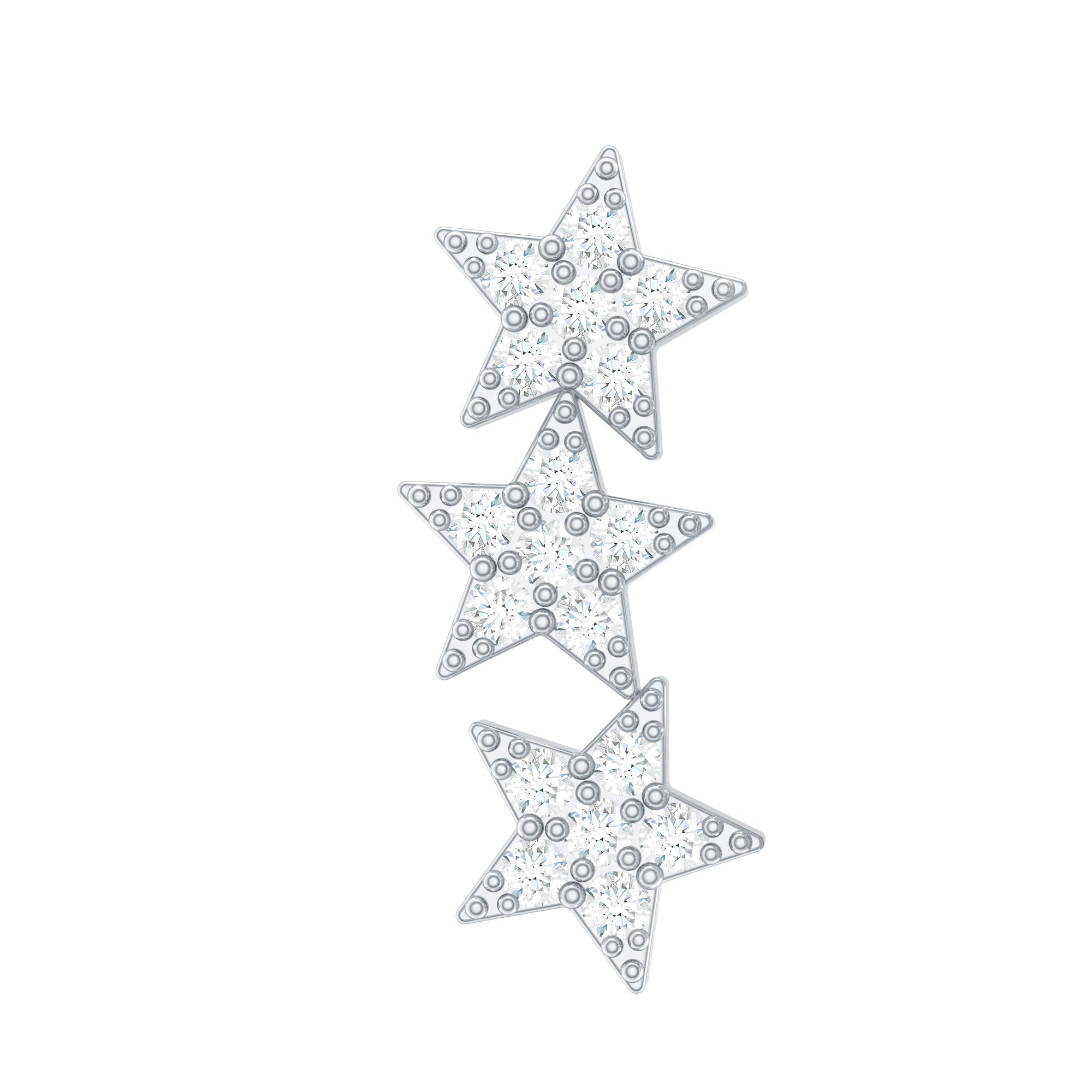 Certified Moissanite Star Ear Crawler Earring D-VS1 - Rosec Jewels