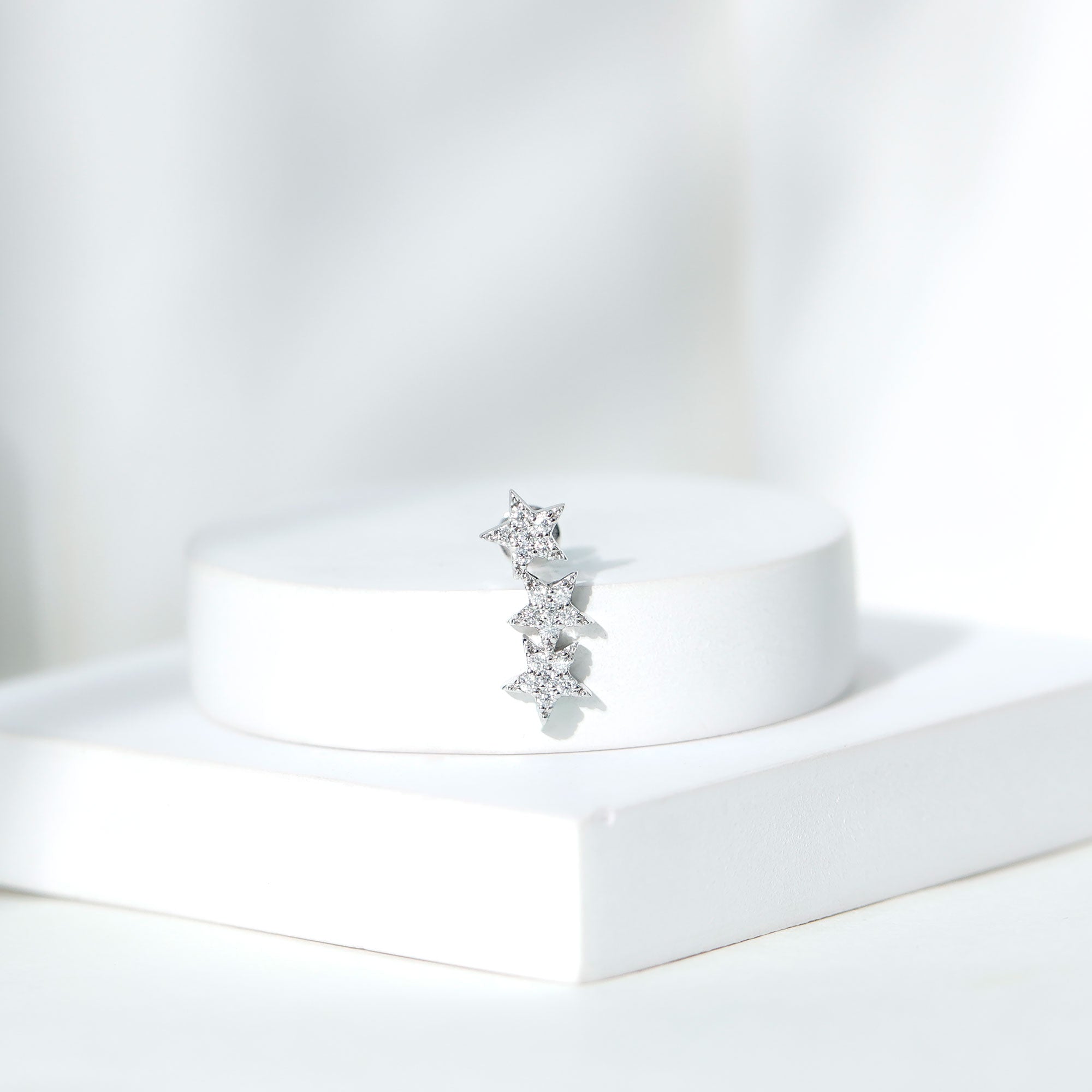 Certified Moissanite Star Ear Crawler Earring D-VS1 - Rosec Jewels